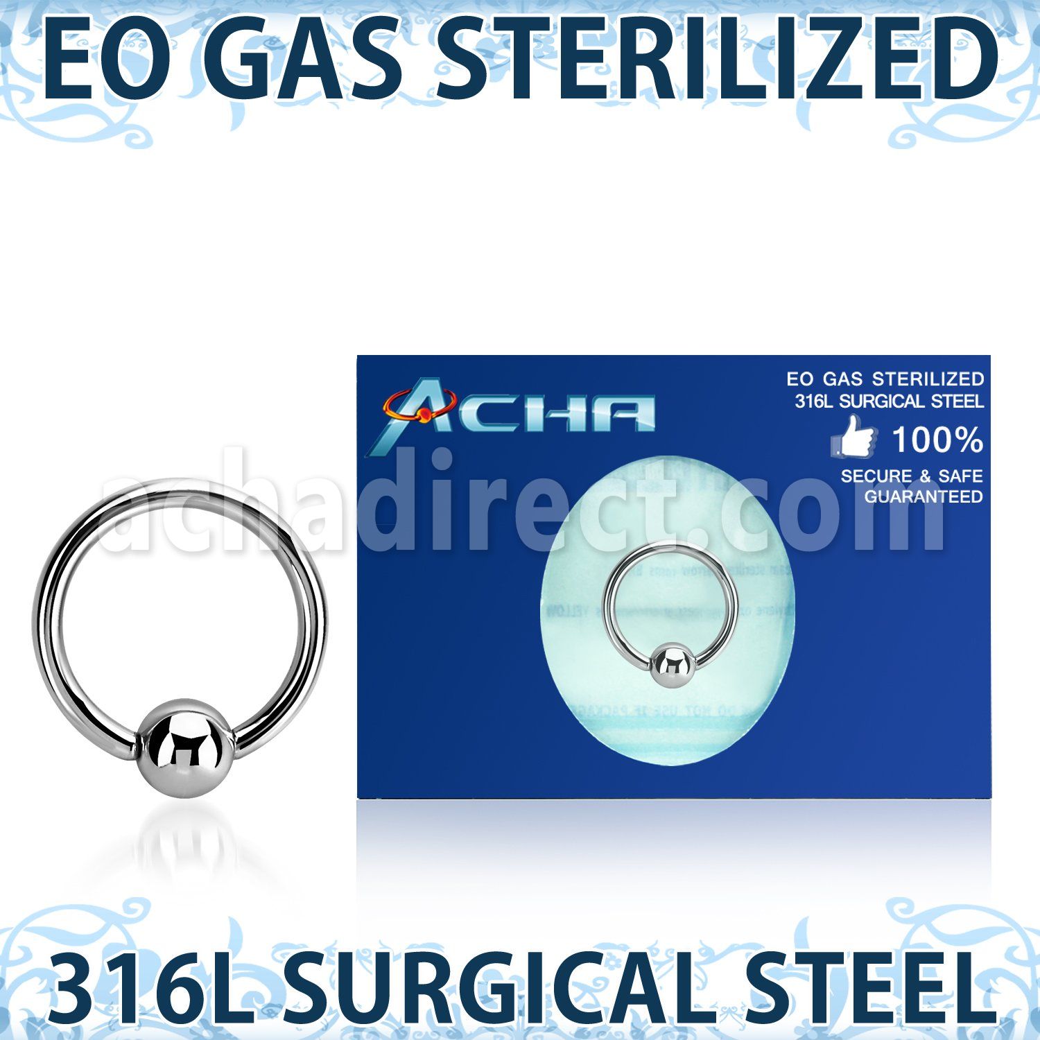 zbcr16g eo gas sterilized 316l steel ball closure ring 4mm