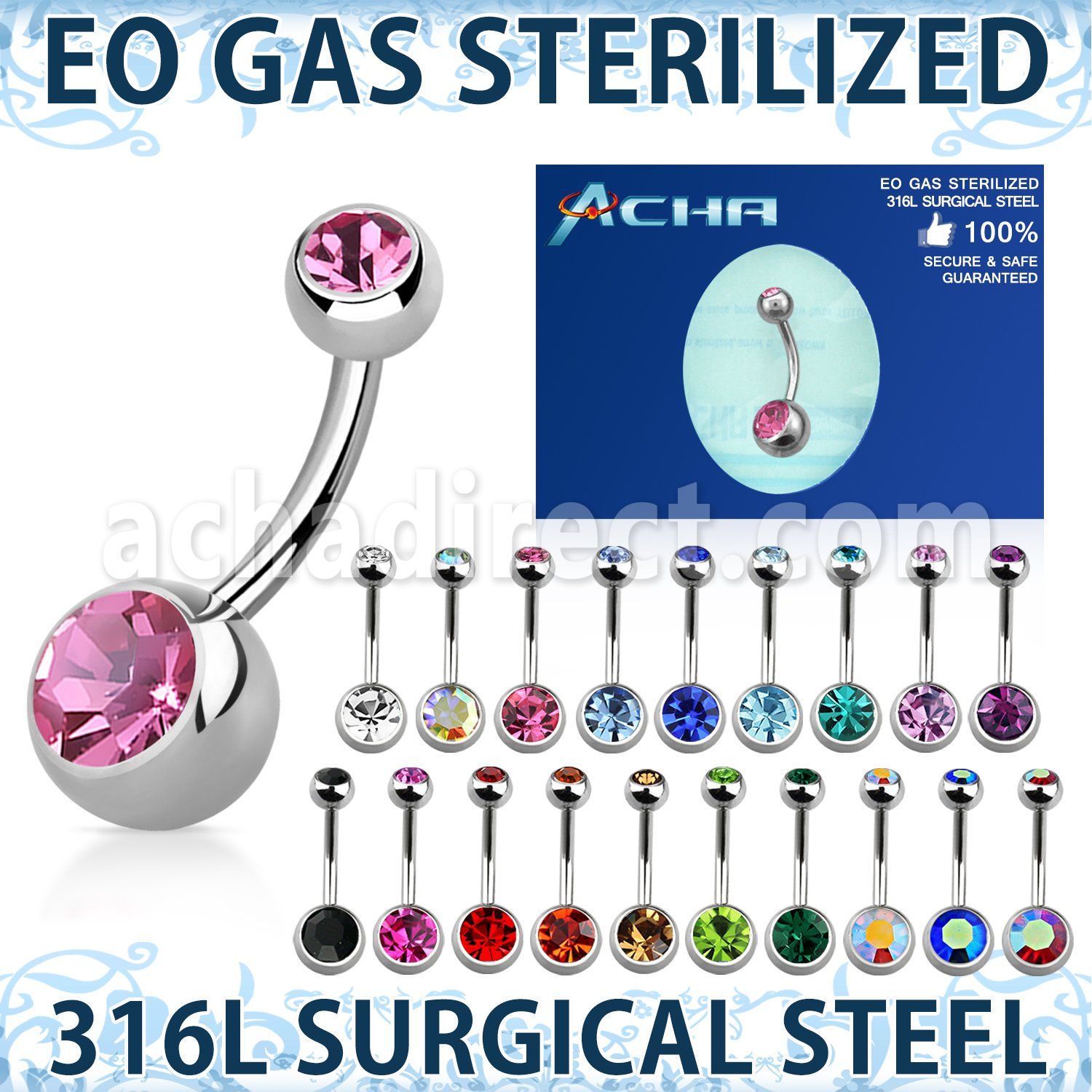 zbn2cg piercing esterilizado piercing ombligo acero 316l bolas joya 8mm 5mm 8mm 12mm distribuidor