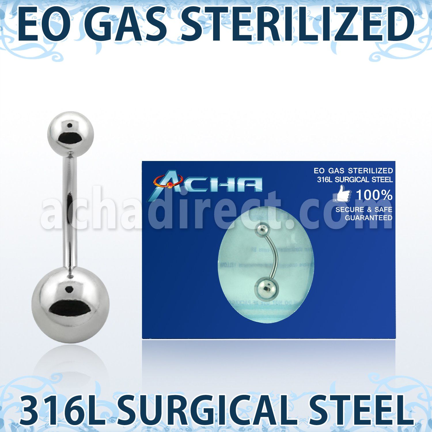 zbng piercing esterilizado piercing ombligo acero 316l bolas acero liso 5mm 8mm al por mayor