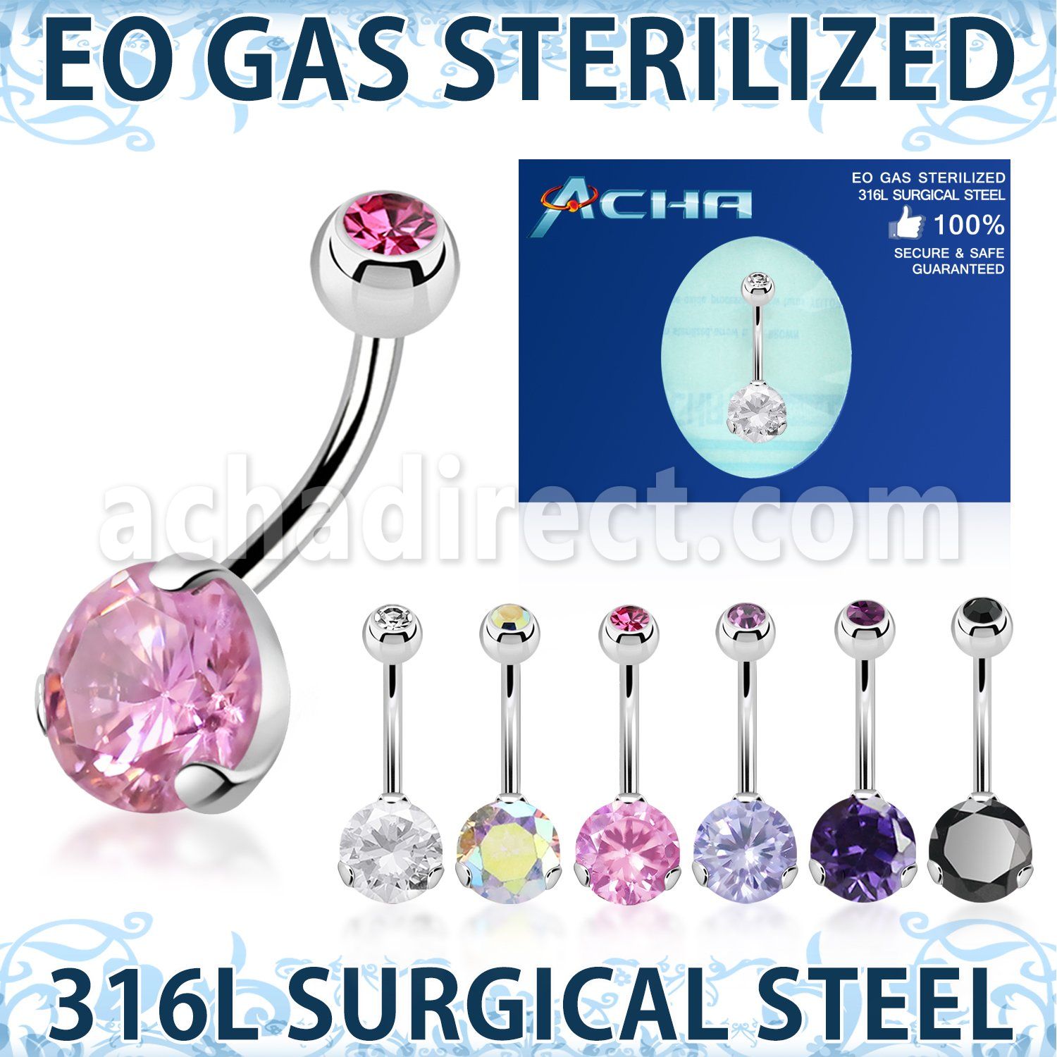 zbnrdz8jb sterilized steel belly banana 14g cz jewel ball