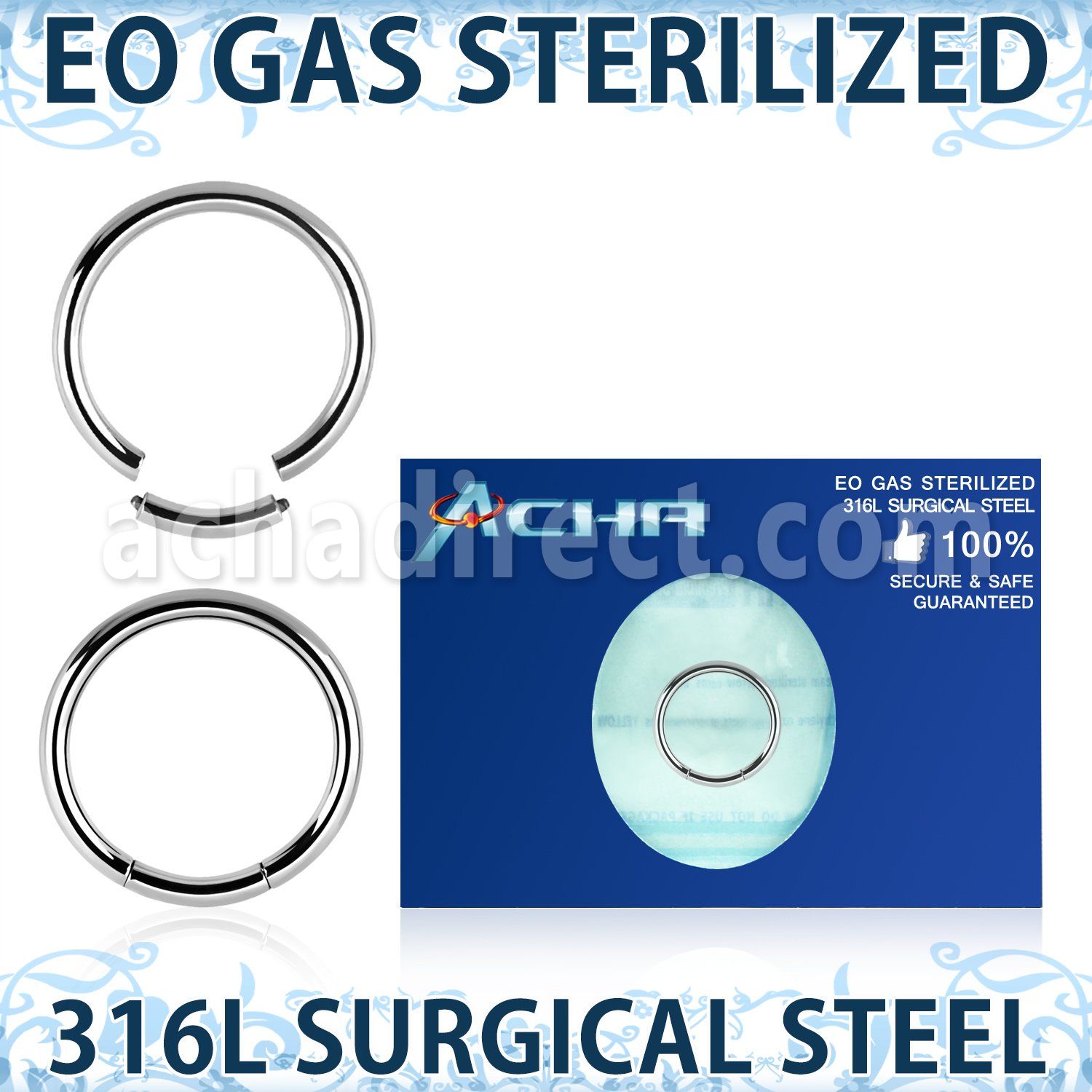 zseg16 sterilized 316l steel segment ring 16g