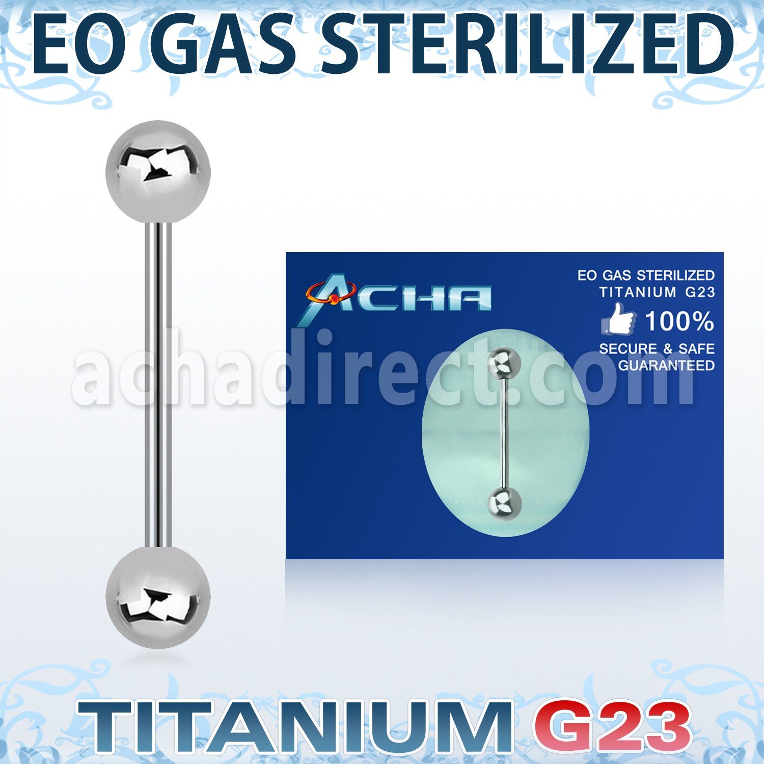 zubbbg piercing esterilizado barbell lengua titanio g23 bolas 6mm al por mayor