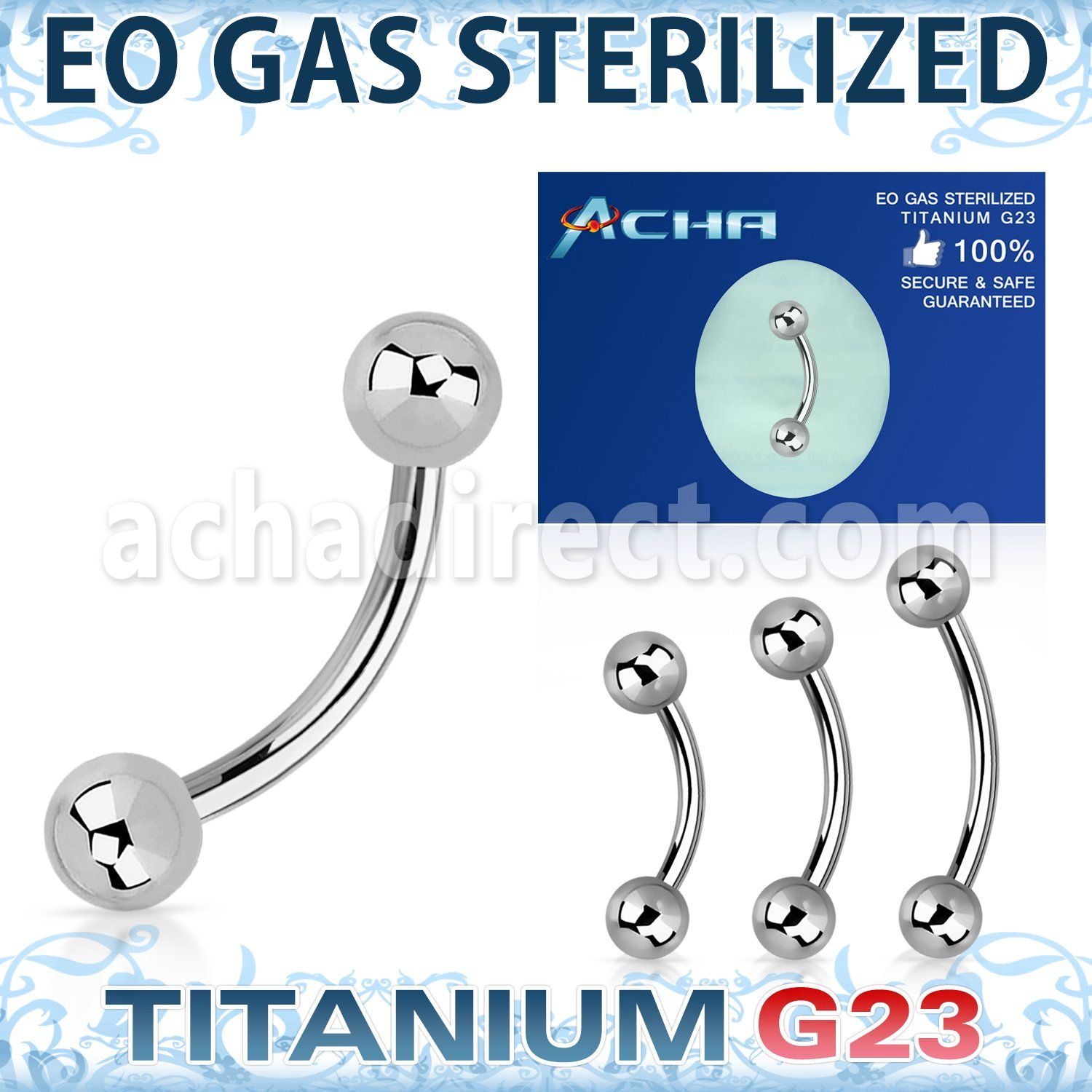 zubneb piercing esterilizado banana ceja titanio g23 bolas 3mm al por mayor