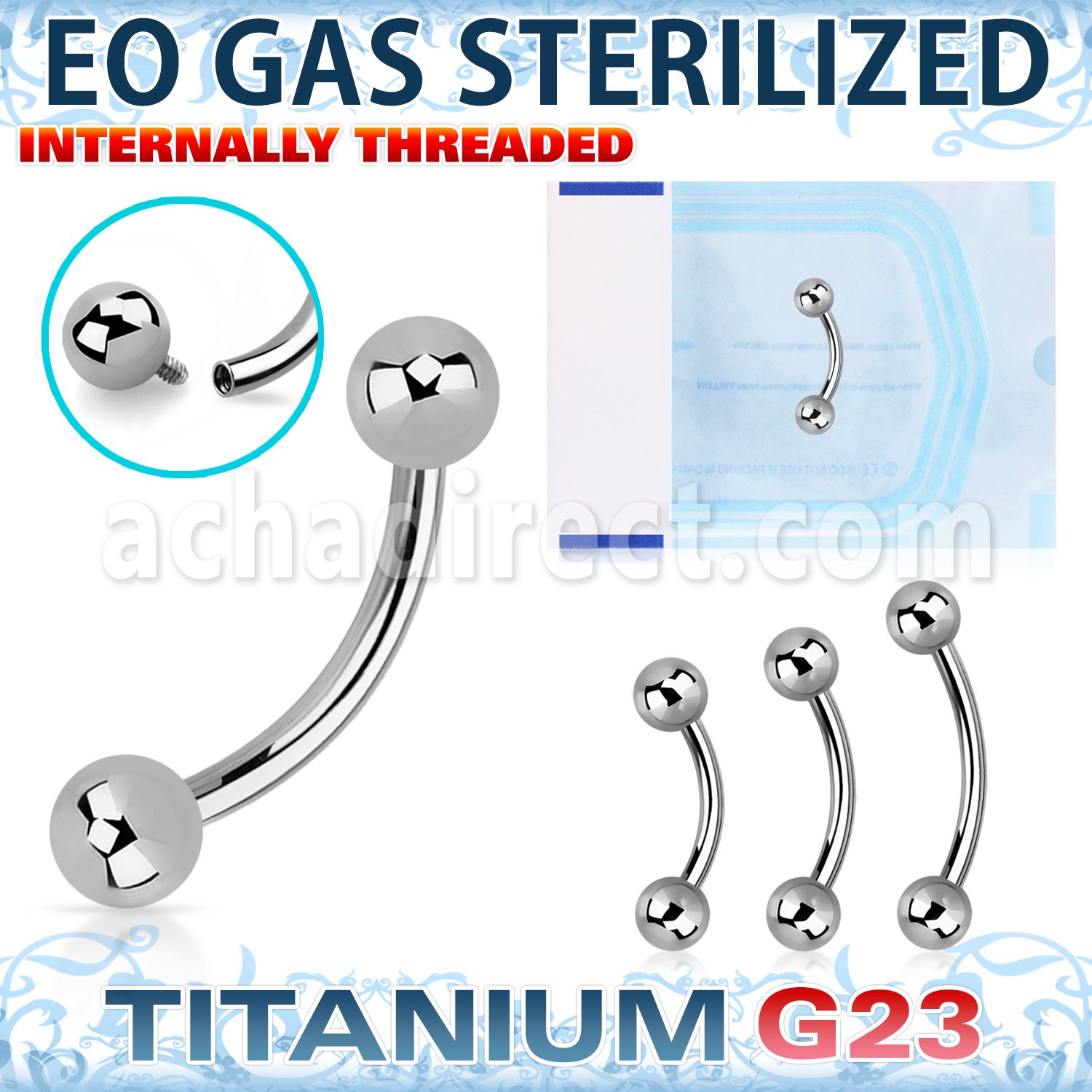 zubnebin sterilized titanium g23 banana 16g balls internal