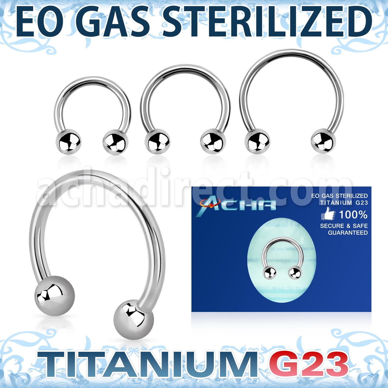 zucbeb piercing esterilizado barbell circular titanio g23 bolas 3mm distribuidor mayorista