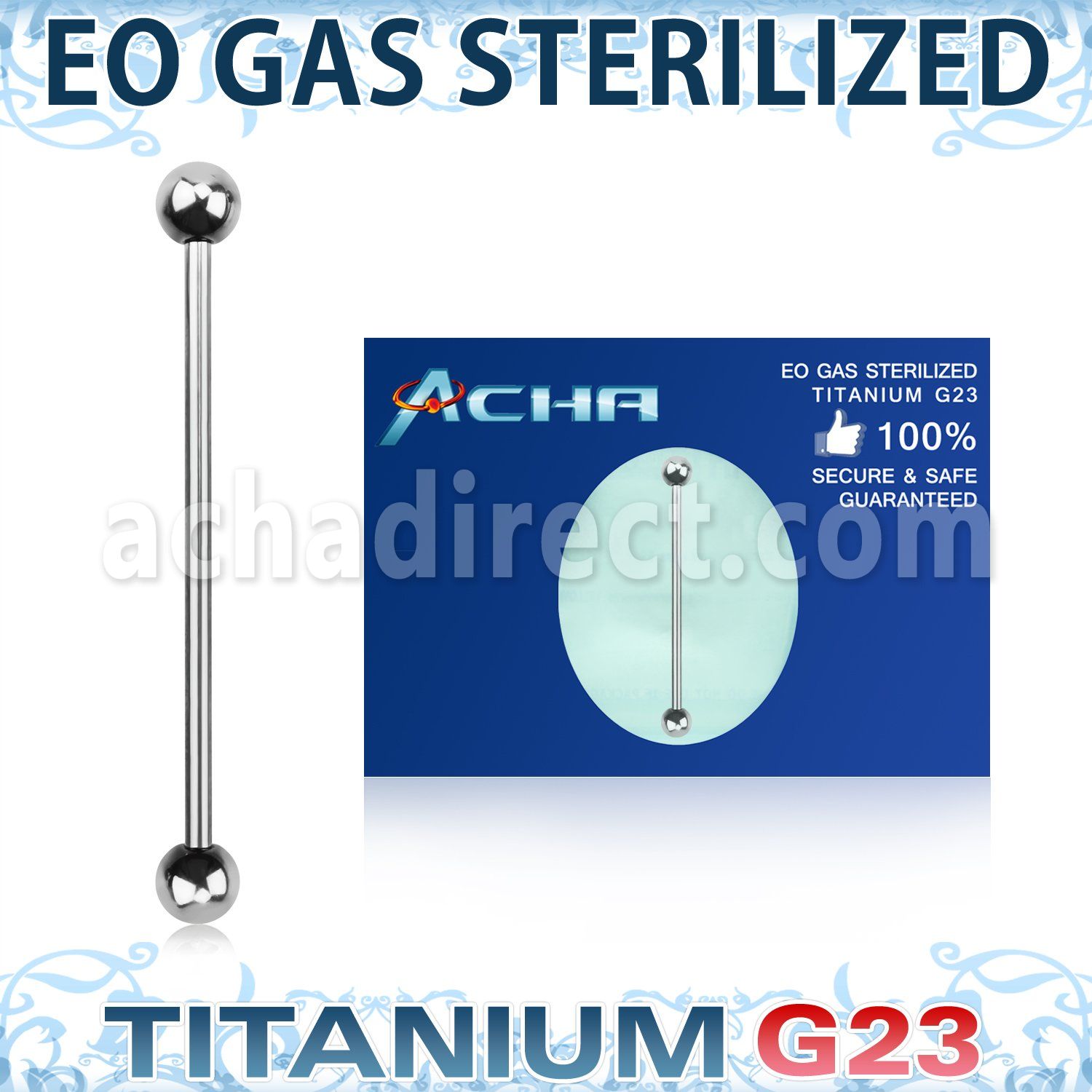 zuindb sterilized titanium g23 industrial barbell