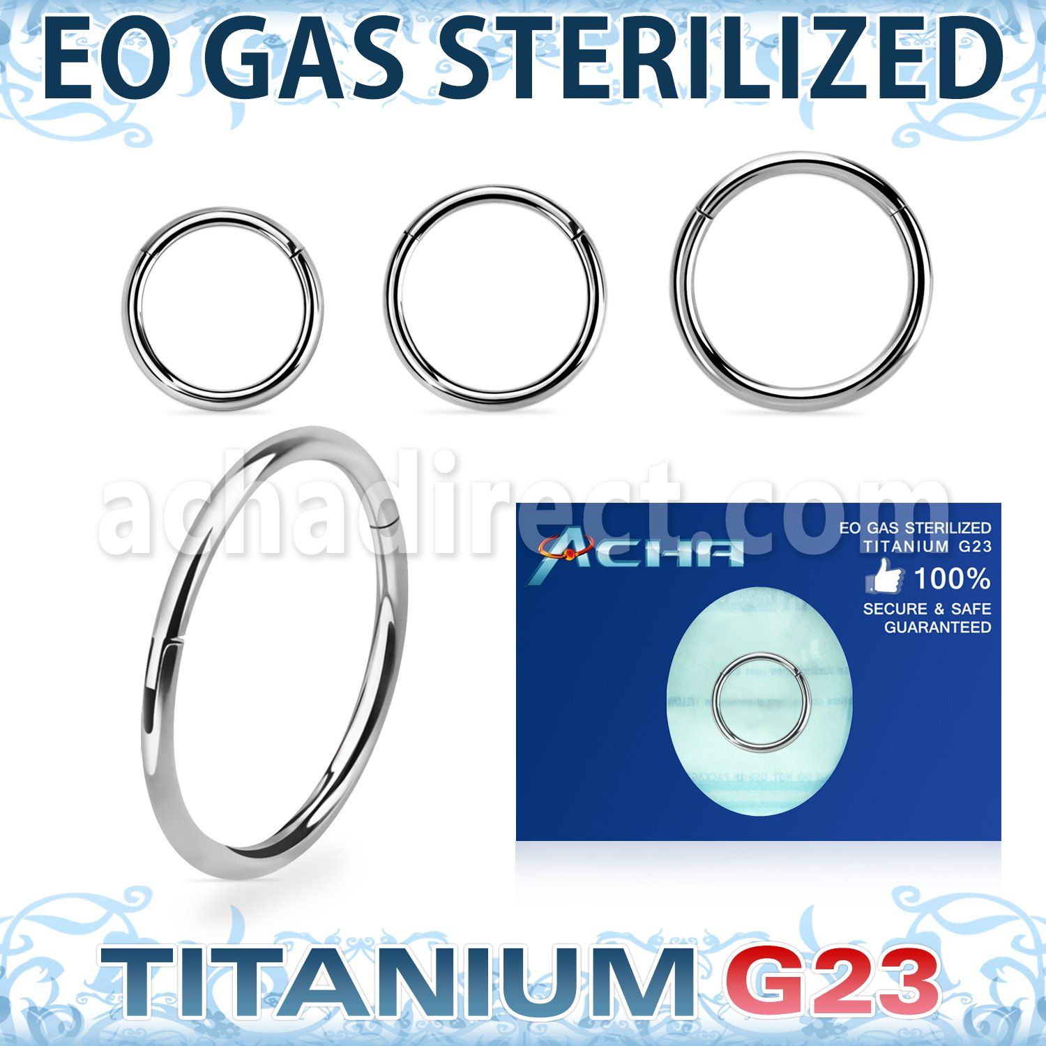 zusegh20 sterilized titanium g23 hinged segment ring 20g