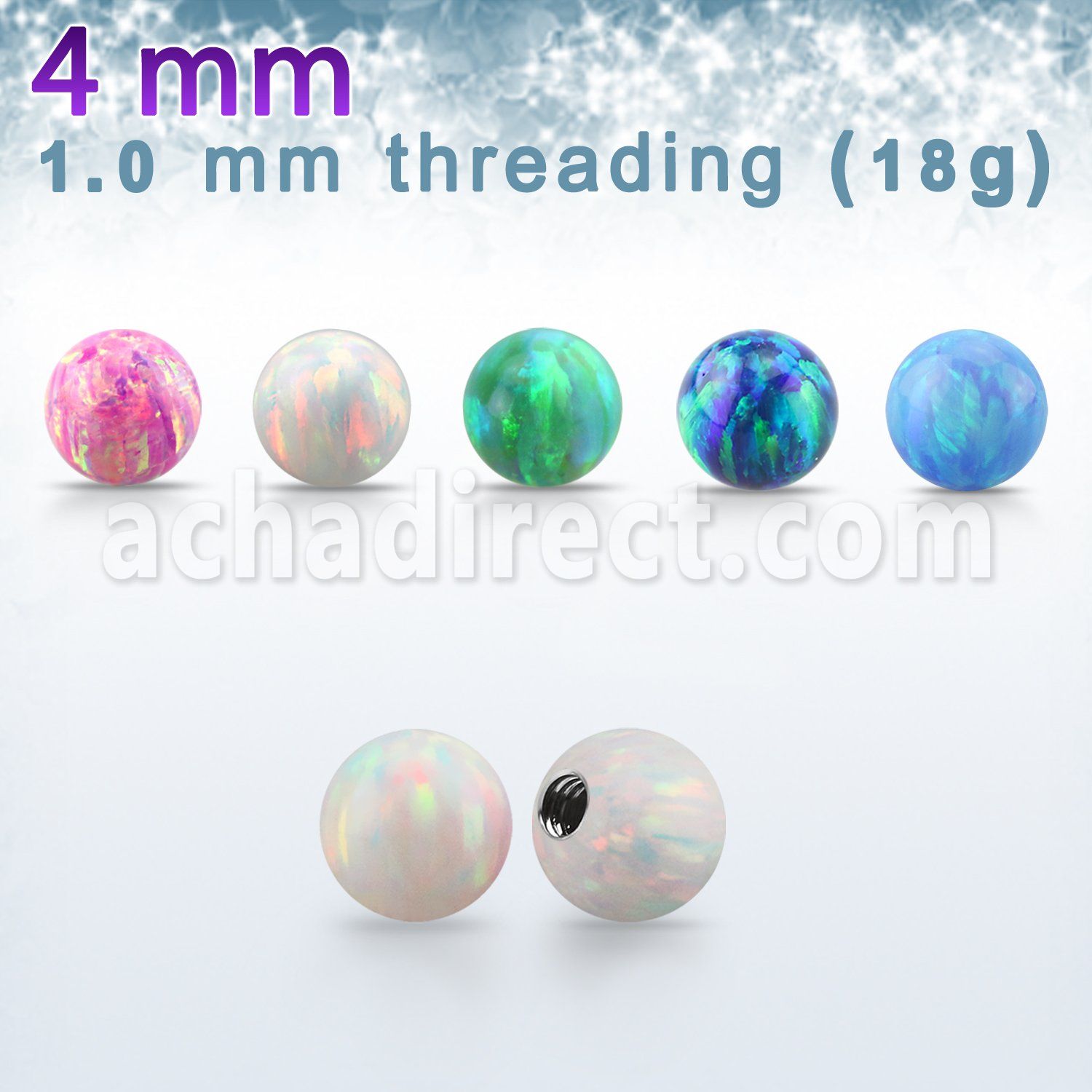 4mm synthetic opal ball w 18g 1mm threading