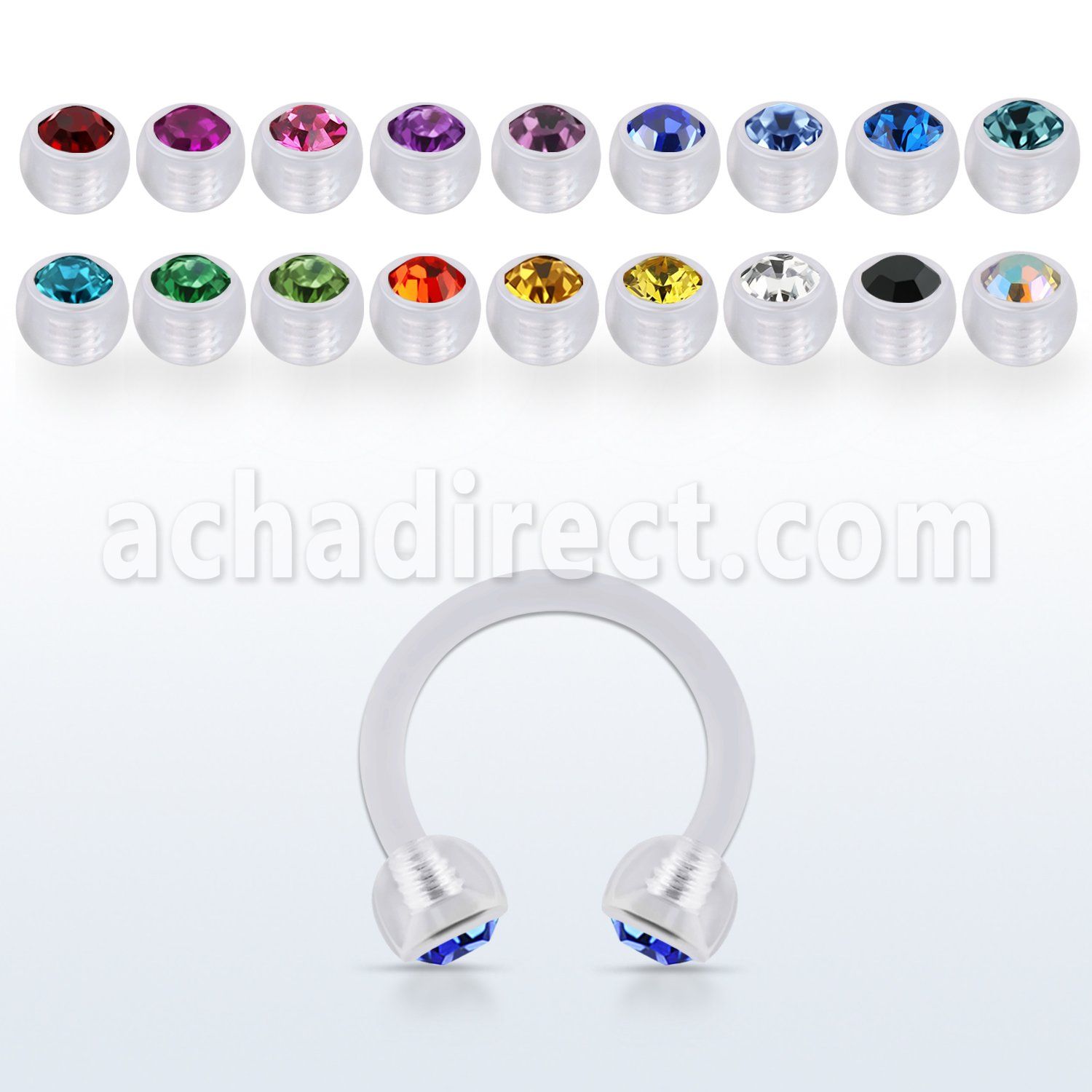 acbeajb4 acrylic circular barbell w 4mm ball w bezel set crystal