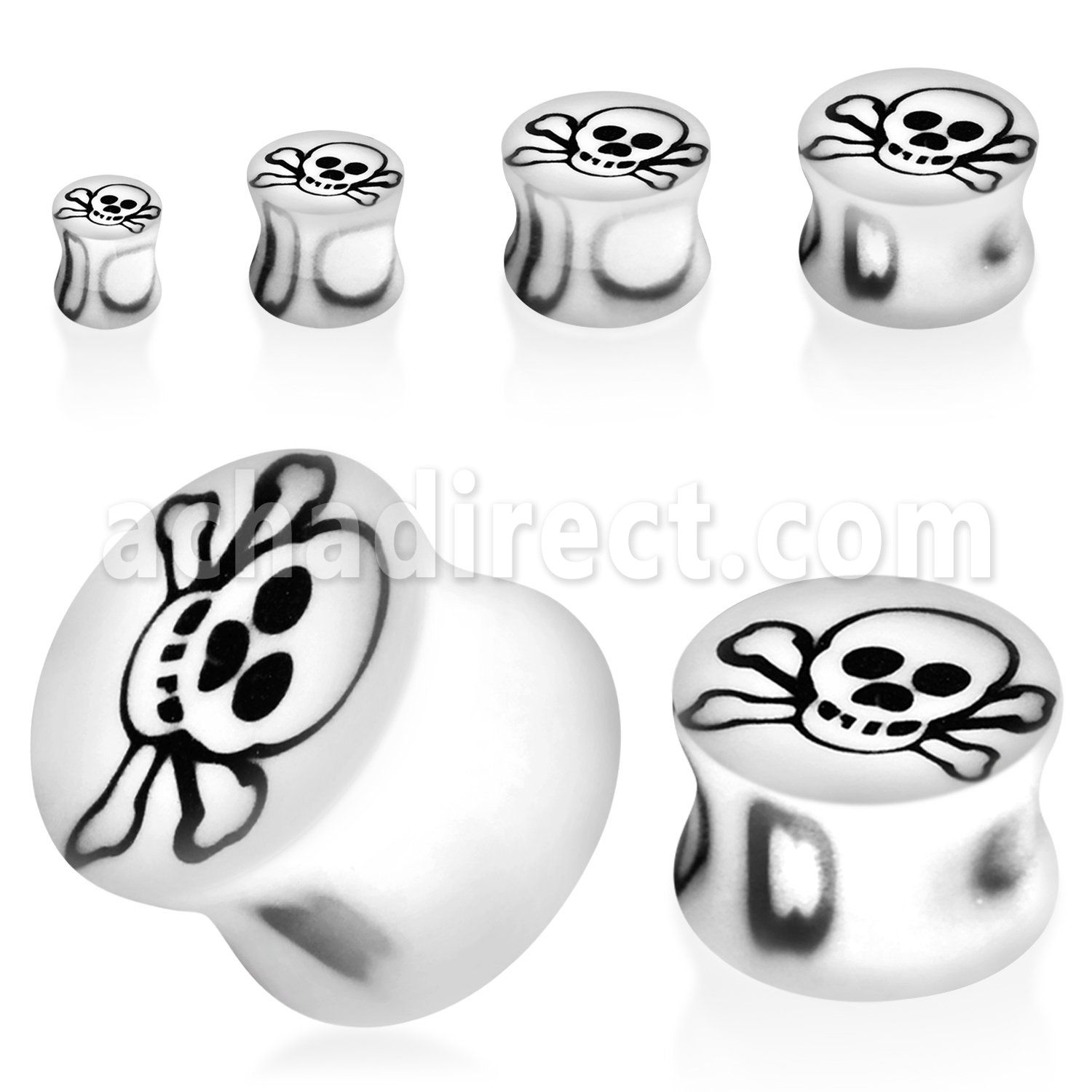 acpb acrylic double flared plug with skull pattern