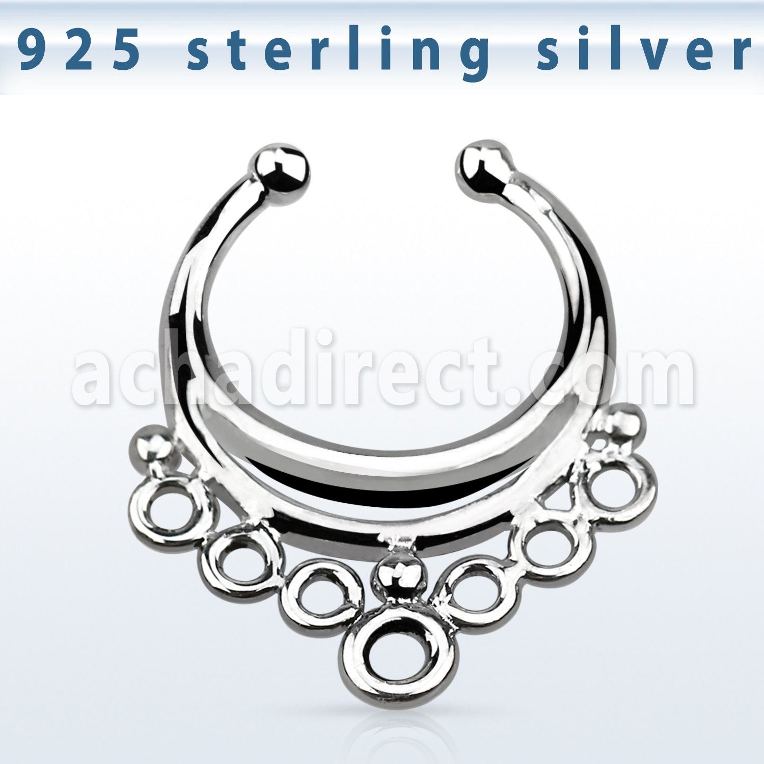 agsepd1 plain silver fake septum clicker in indian style