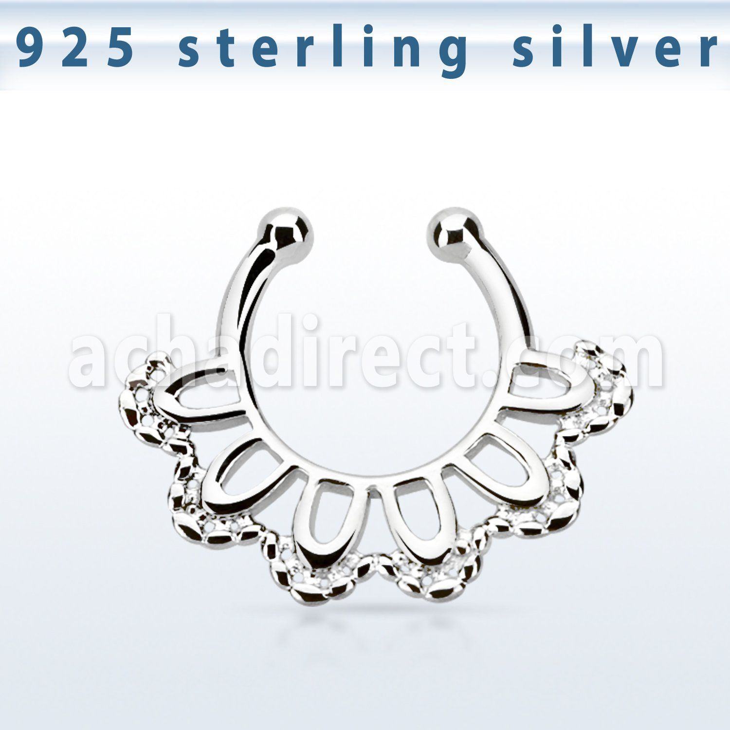 agsepd3 silver fake septum clicker in a indian leaf design