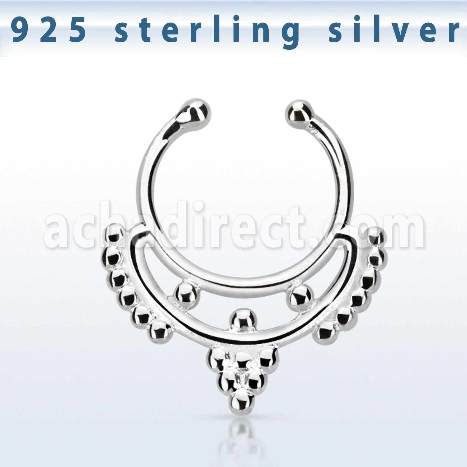 agsepd4 925 silver fake septum clicker w plain dangling design