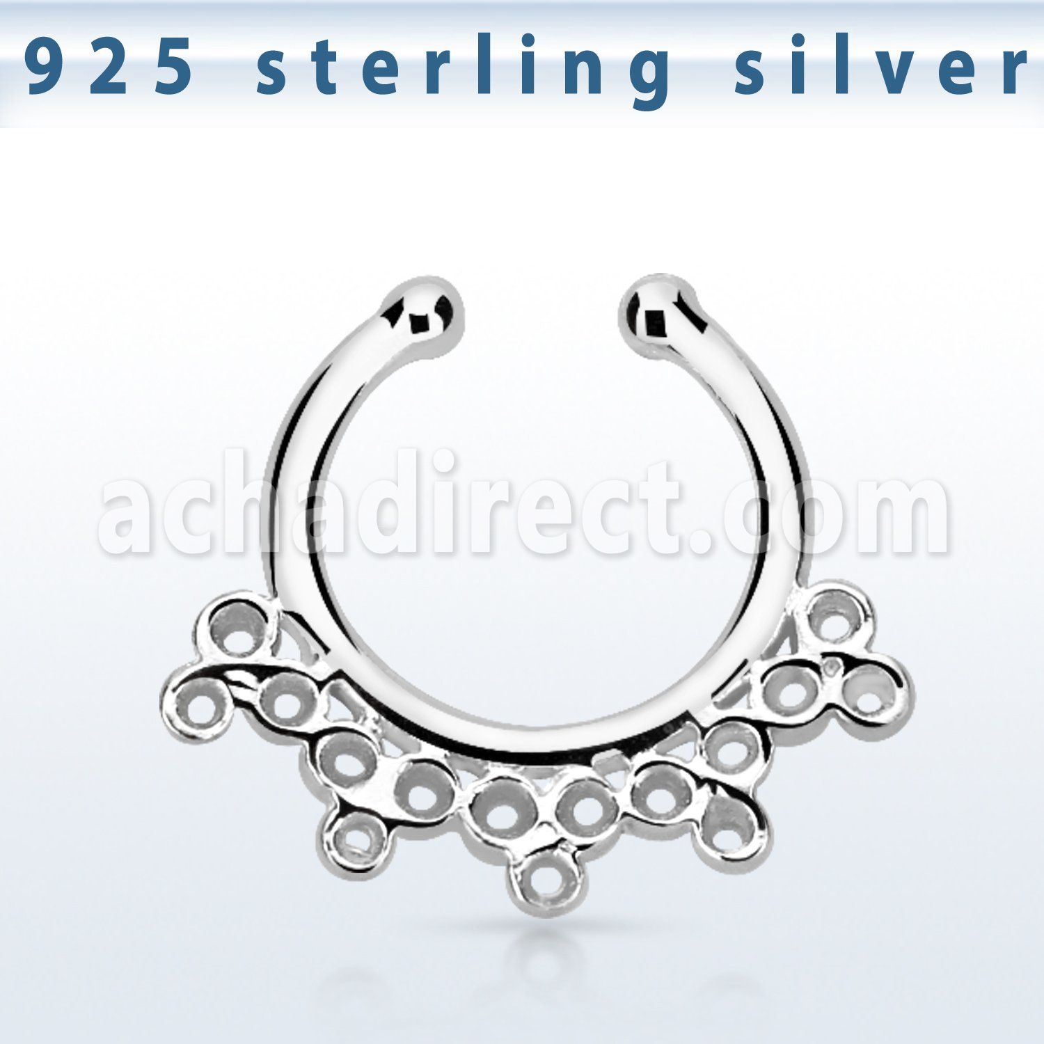 agsepd5 silver fake septum clicker in a elaborate indian design