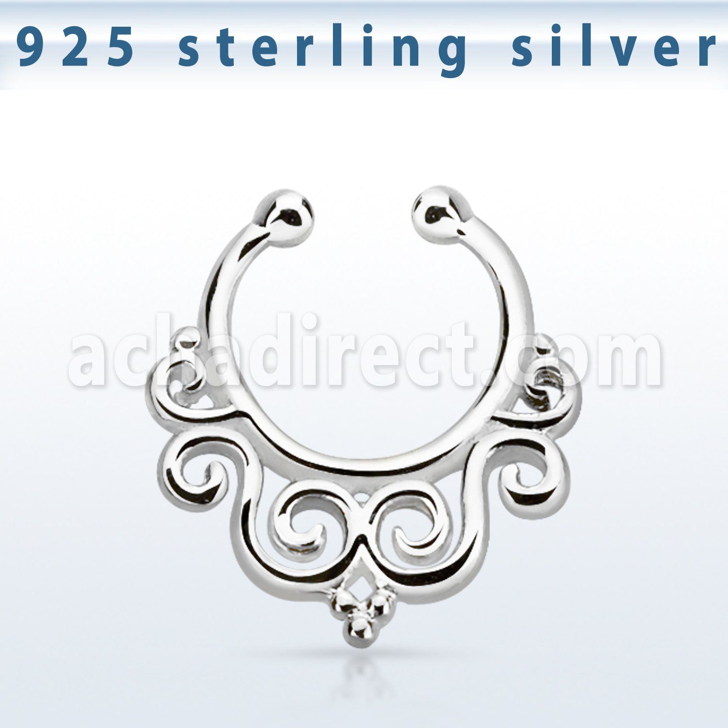 agsepd7 silver fake septum clicker in an decorated indian design