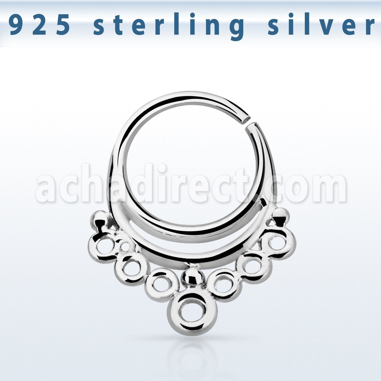 agsepv1 925 silver septum ring, 18g (1mm) in an indian design