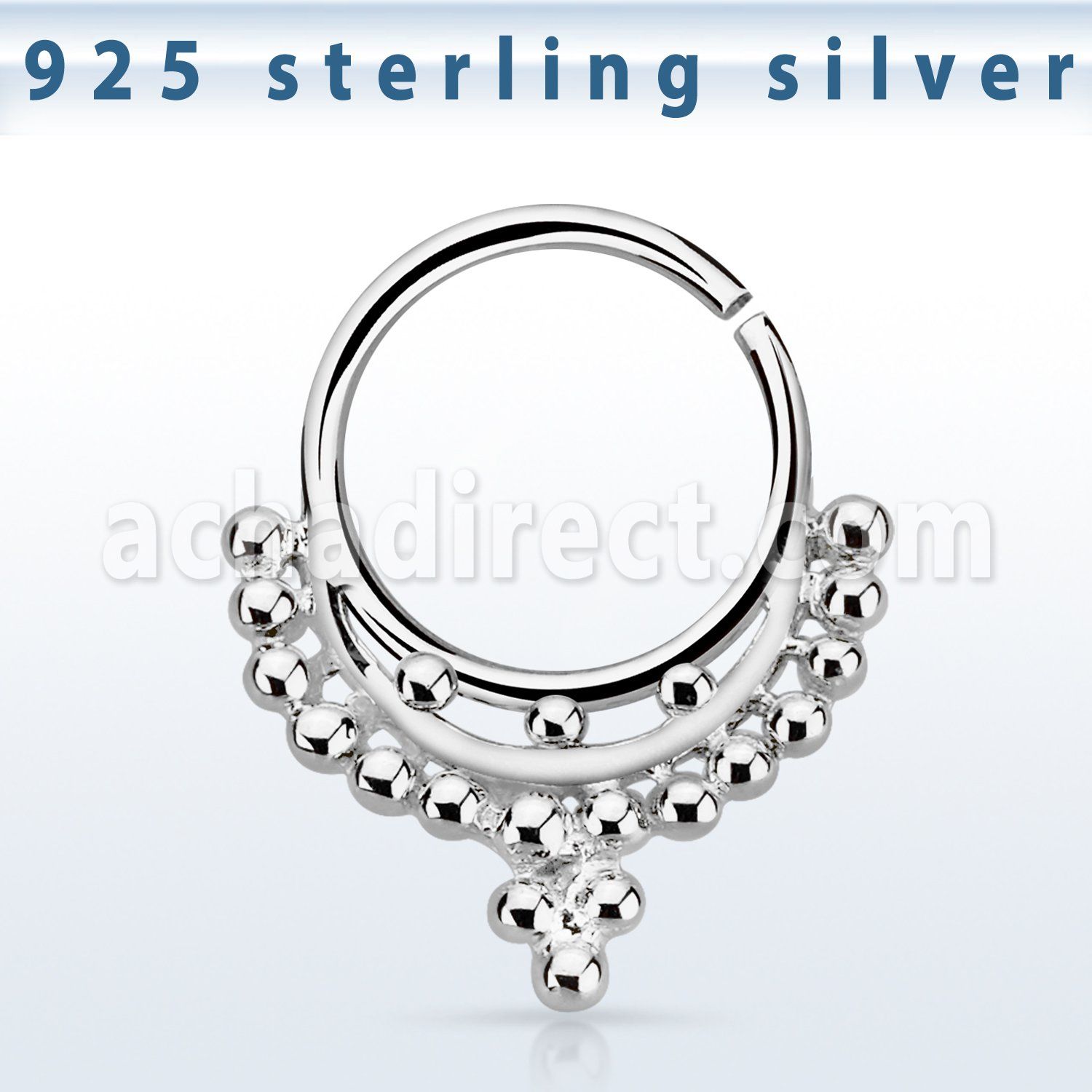 agsepv9 925 silver septum ring with a indian inspired design