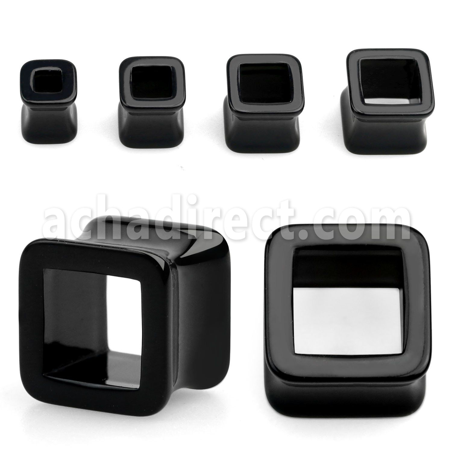 apsq black acrylic square double flare flesh tunnel