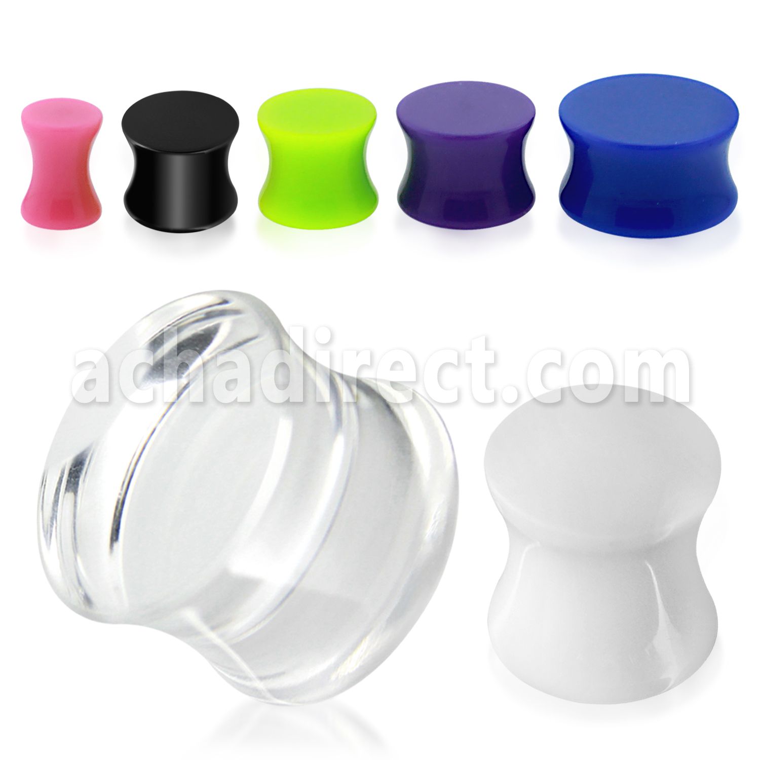 aspg solid 3mm to 5mm acrylic double flared plug in colors