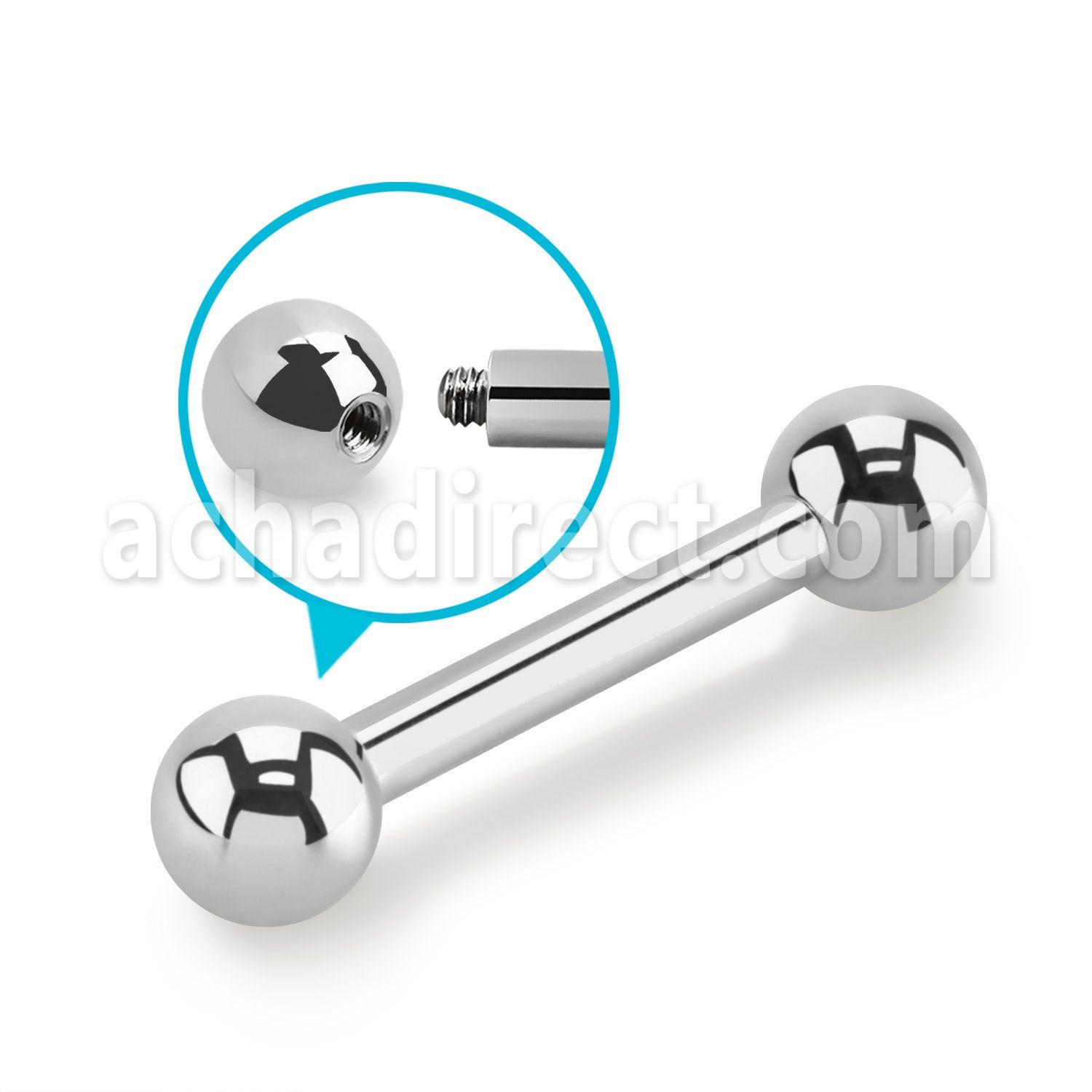 bb10 2 5mm 316l steel gauge tongue barbell w internal balls