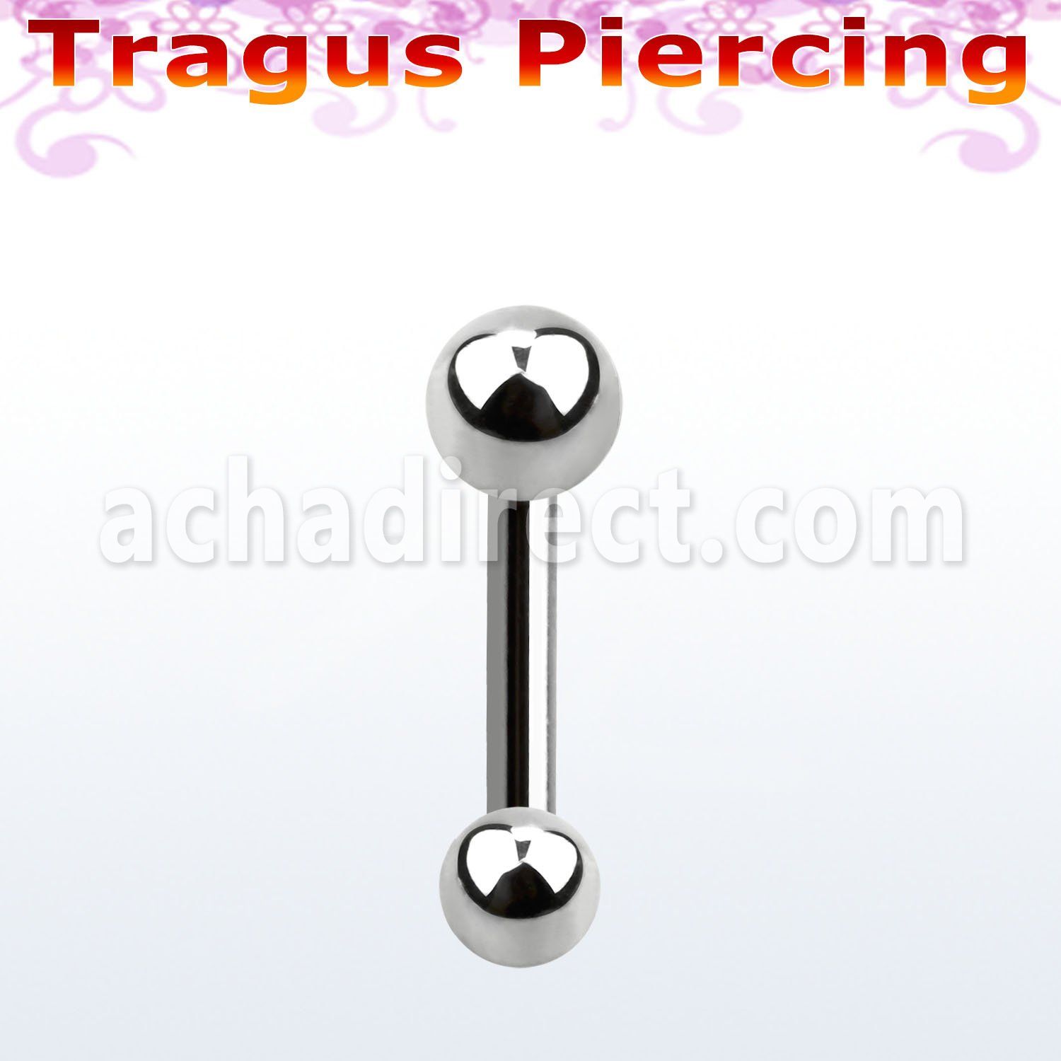 bber37 316l steel tragus barbell with 4 3mm plain steel ball