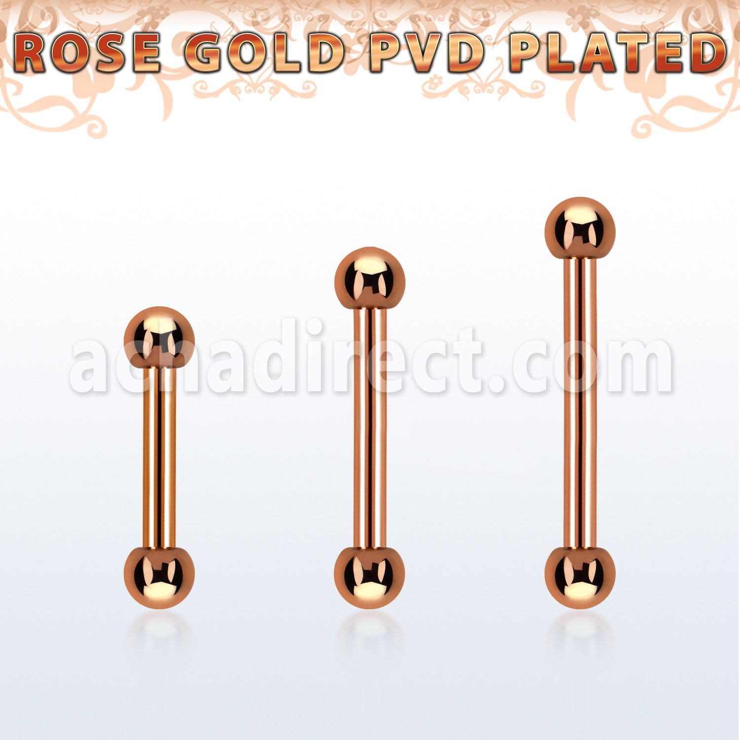 bbettb25 rose gold steel eyebrow barbell w 2 2.5mm balls