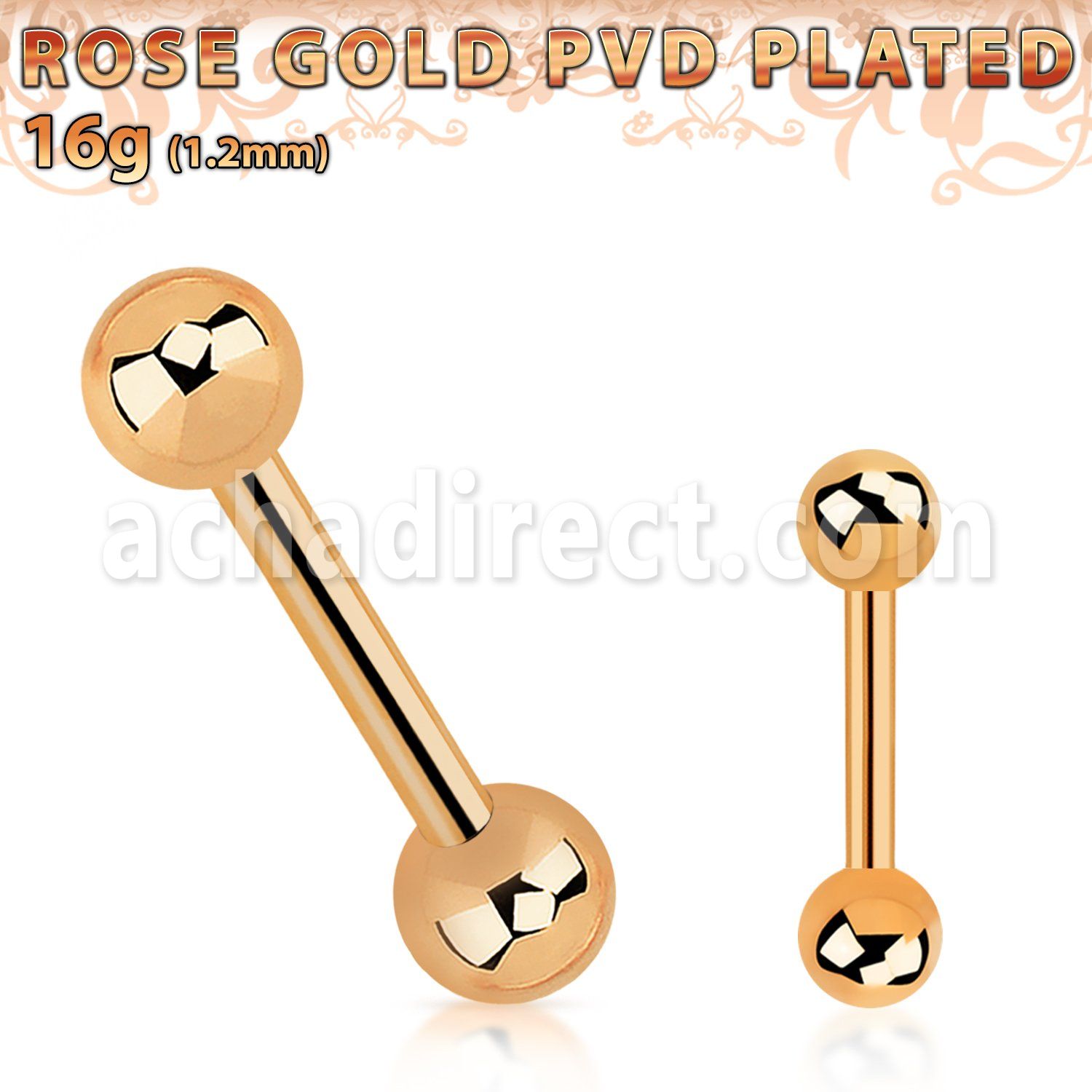bbettb4 rose gold steel eyebrow barbell w 2 4mm balls
