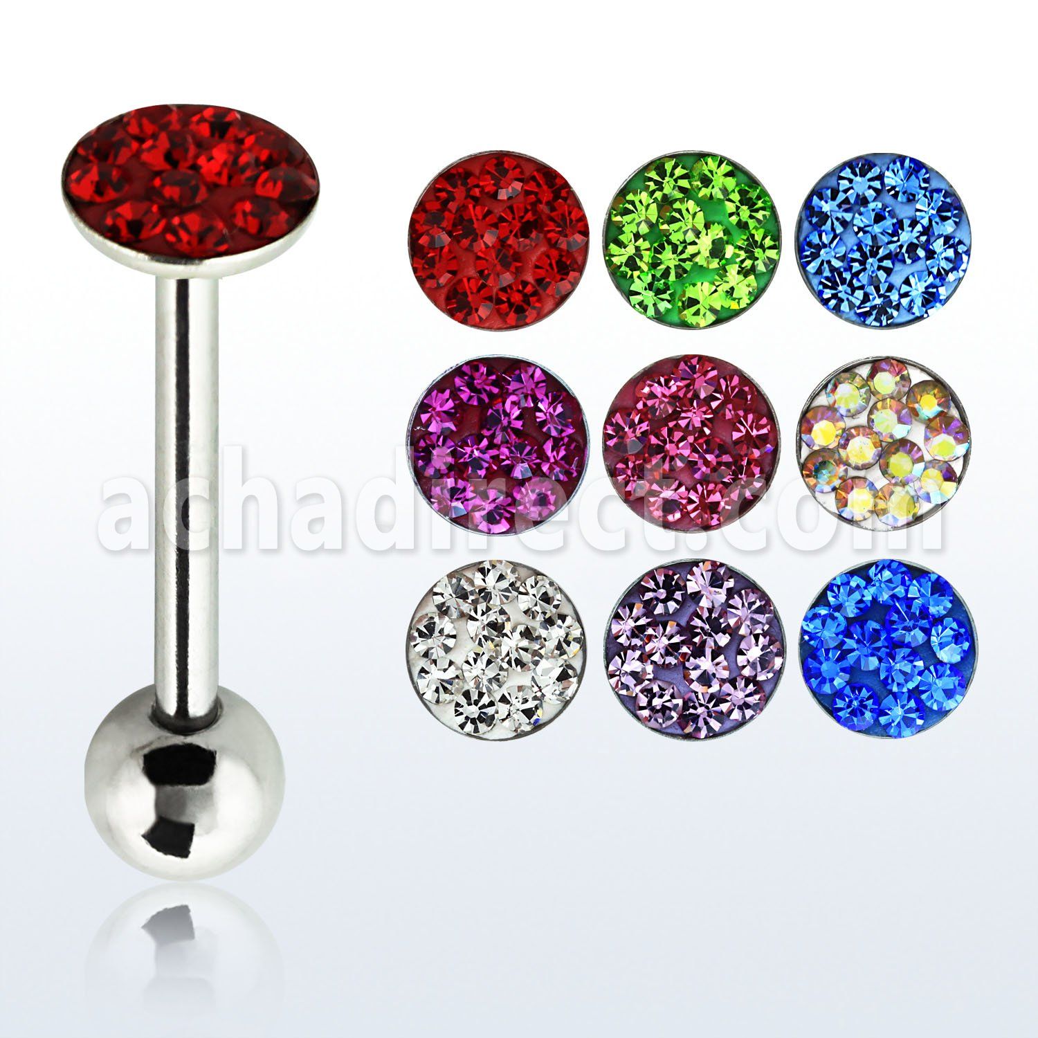 bbfcs3 316l steel tongue barbell with 5 5mm crystal head