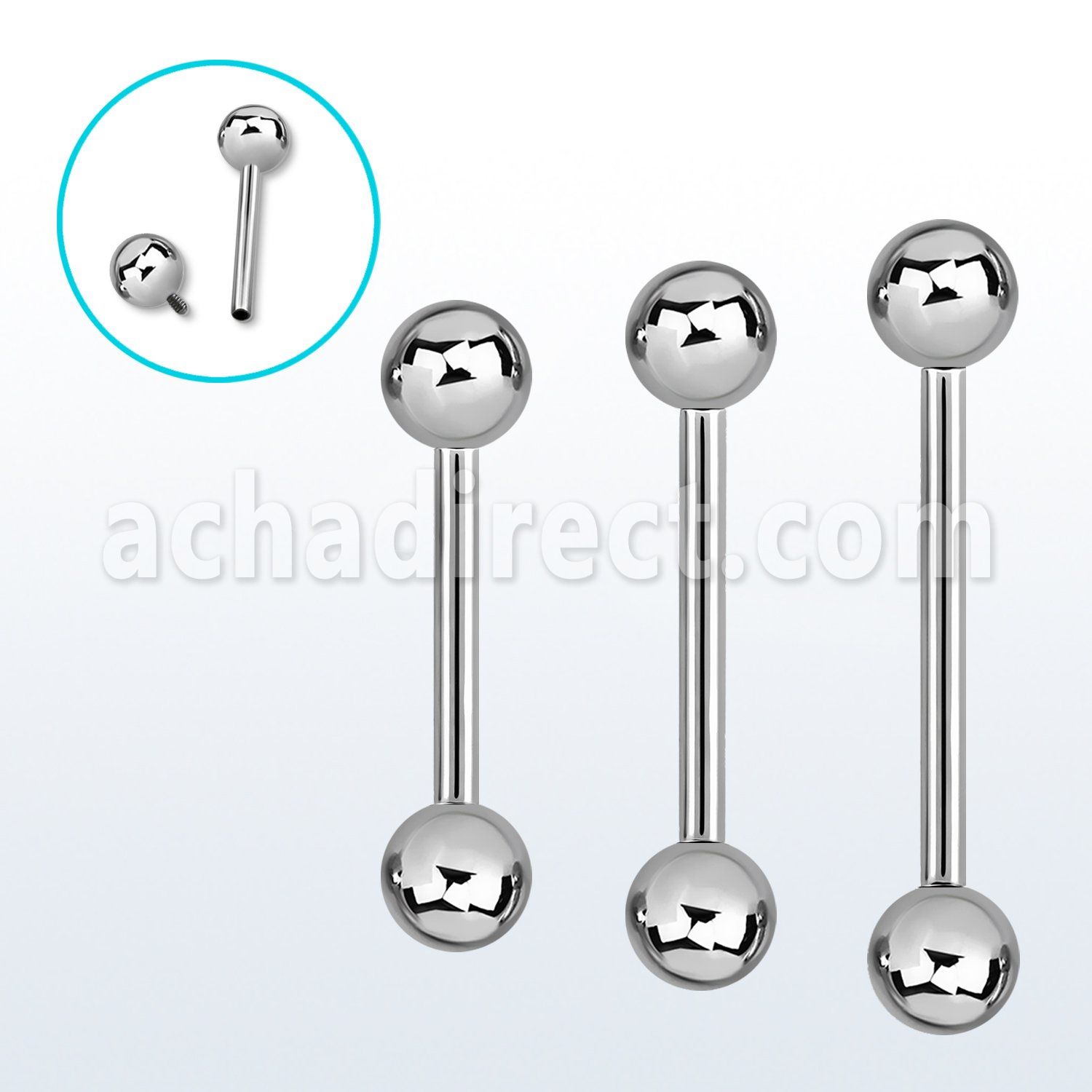 bbgin 316l steel tongue barbell with 6mm internal ball
