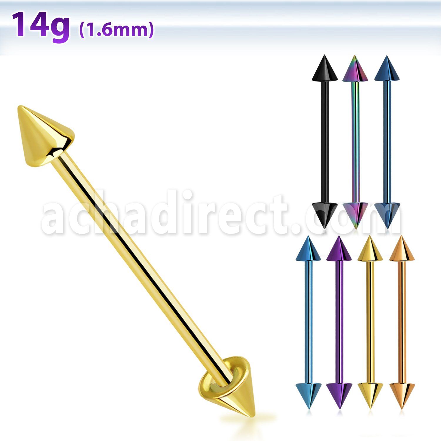 bbitcn4 anodized 316l steel industrial barbell with 4mm cone