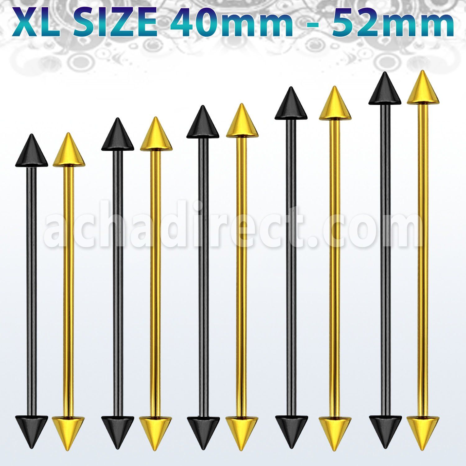 bbitcnxl xl pvd 316l steel industrial barbell with two 5mm cones