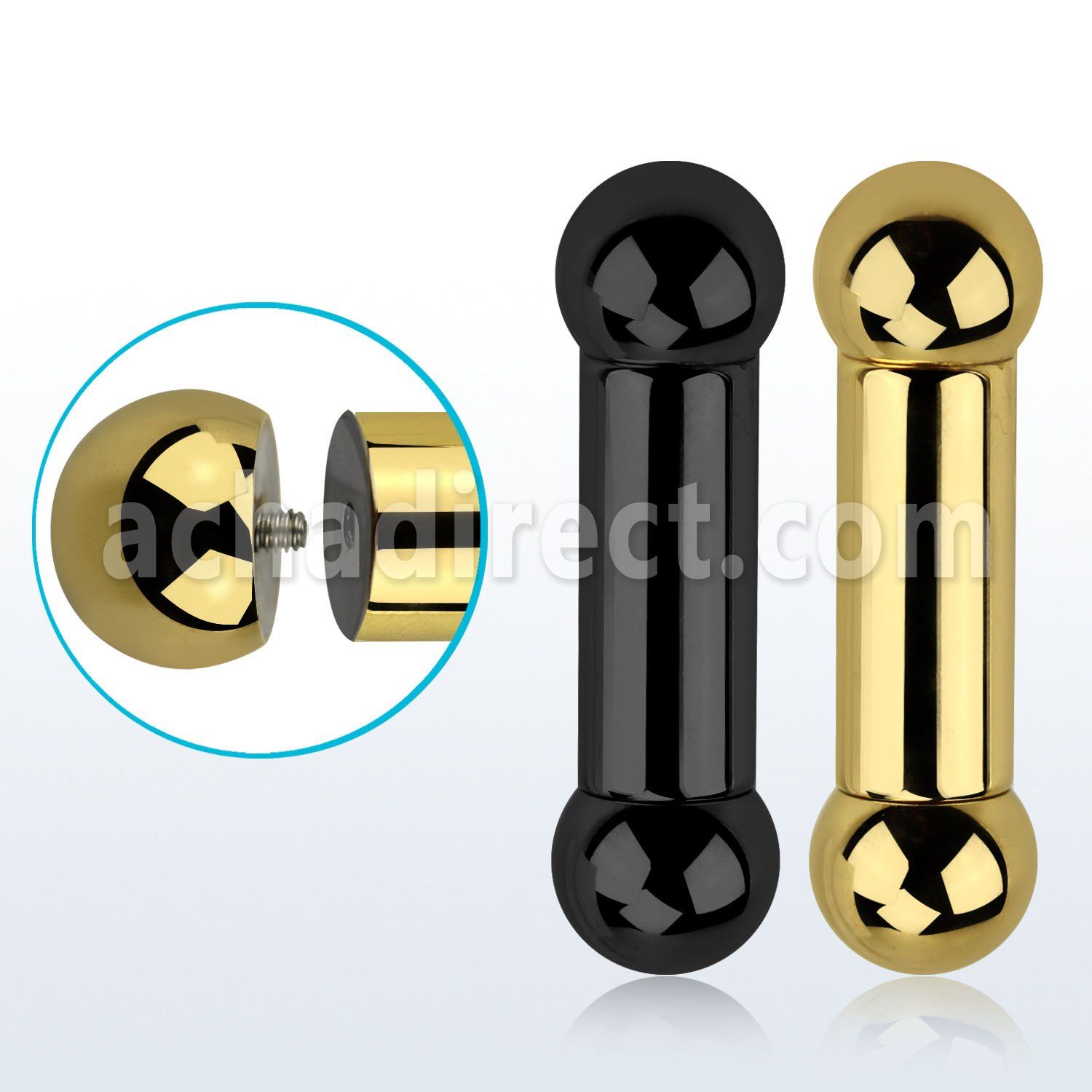 bbt0 pvd plated 316l steel big gauge tongue barbell 0g 8mm