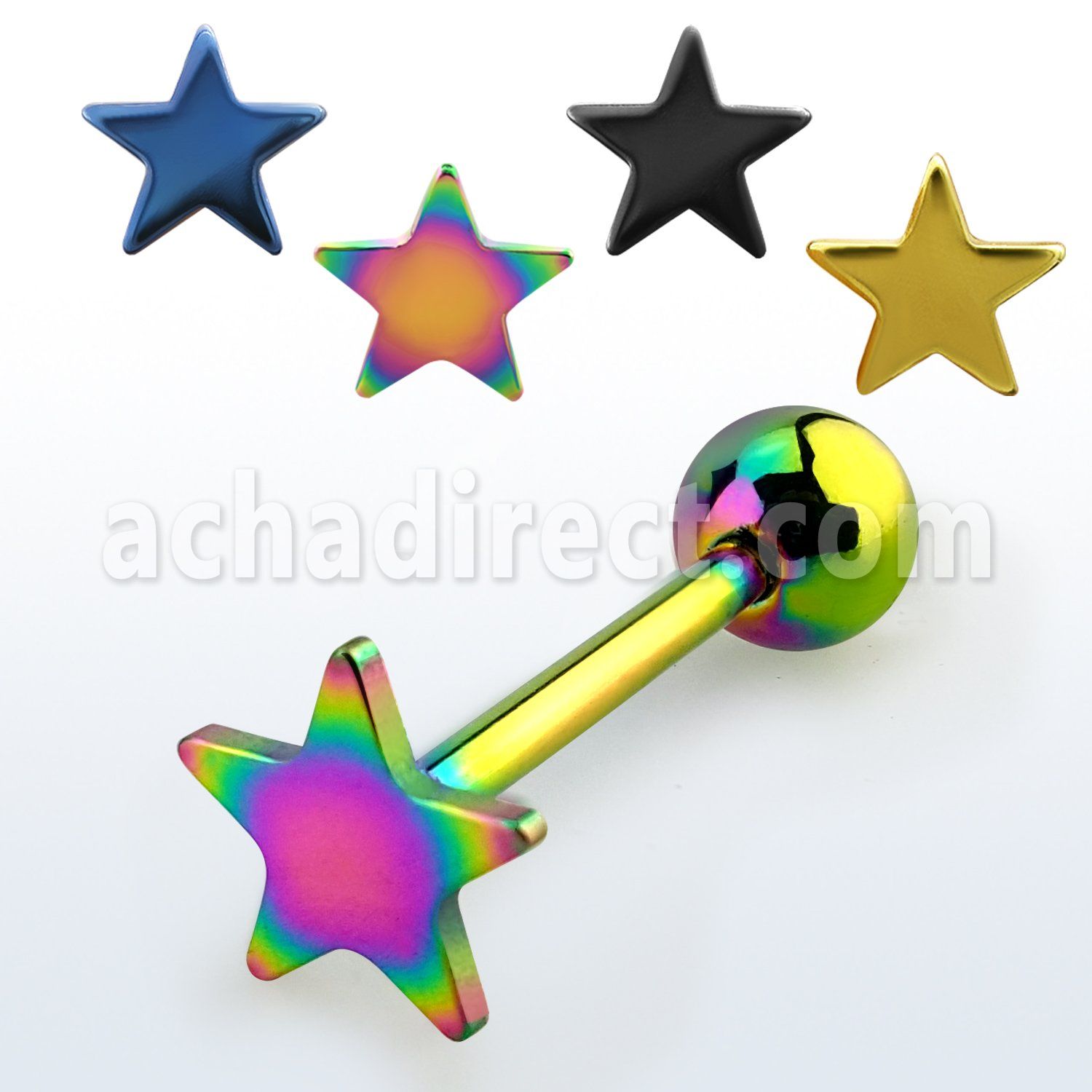 bbtsar anodized 316l steel tongue barbell with 6mm star top