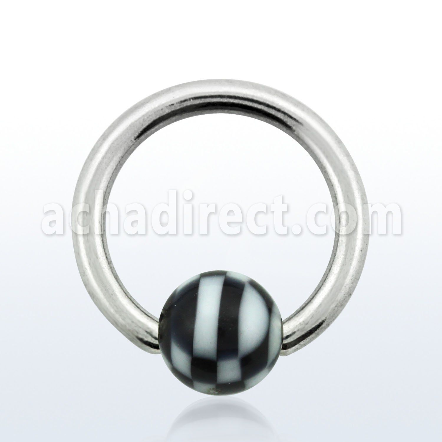 bcac5 316l steel ball closure ring w 5mm acrylic checkered ball