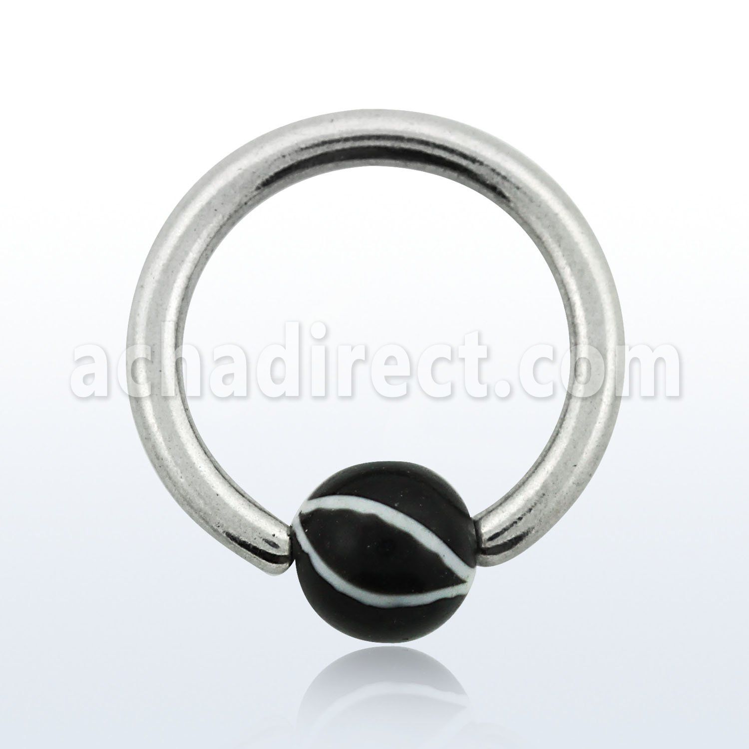bcae5 316l steel closure ring w 5mm white lined ball
