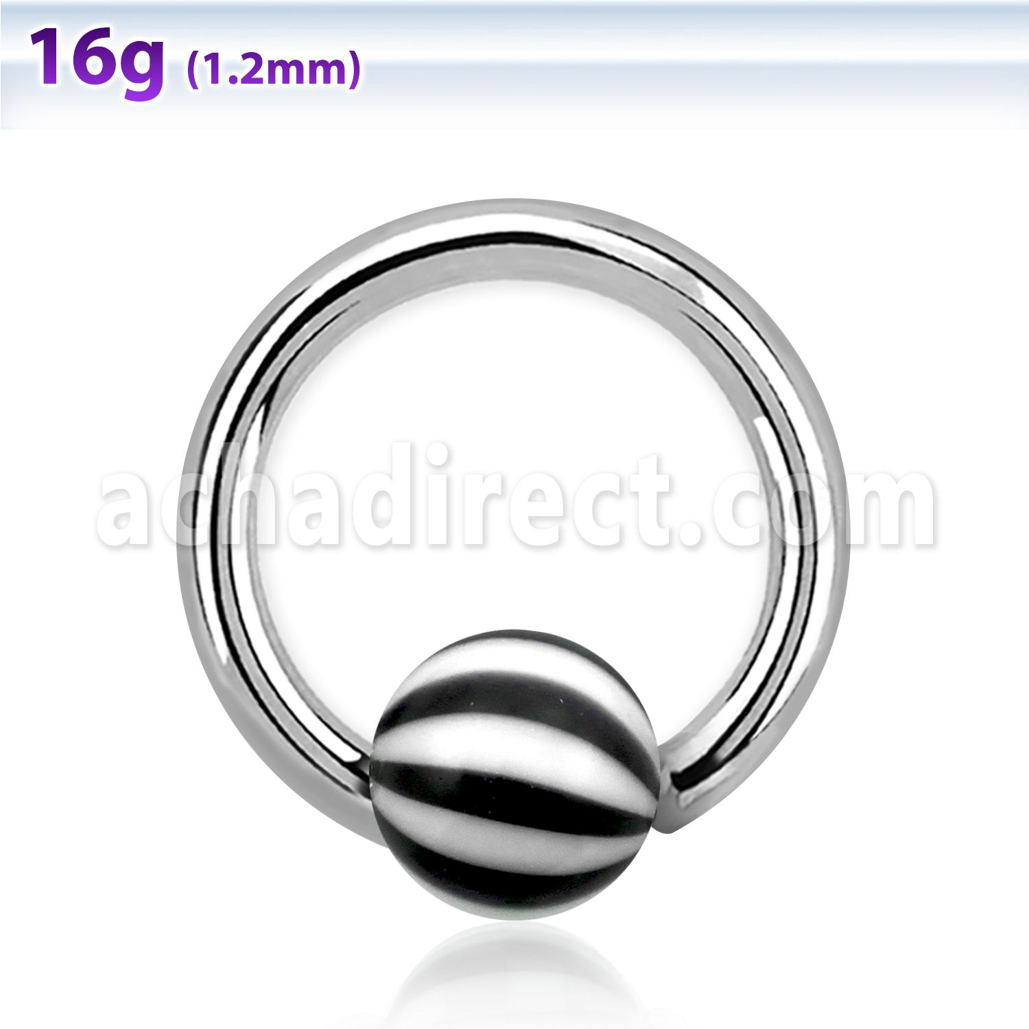 bcead3 316l steel ball closure ring w 3mm acrylic beach ball