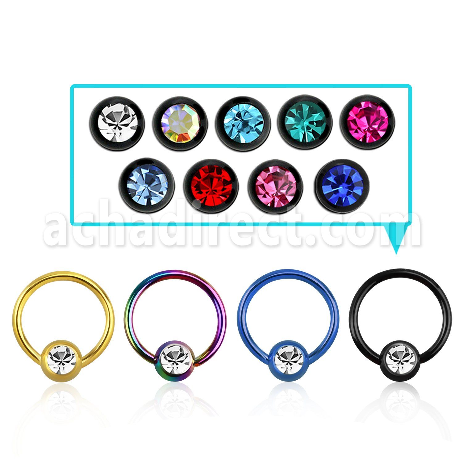 bcetc4s pvd 316l closure ring w 4mm bezel crystal closure ball