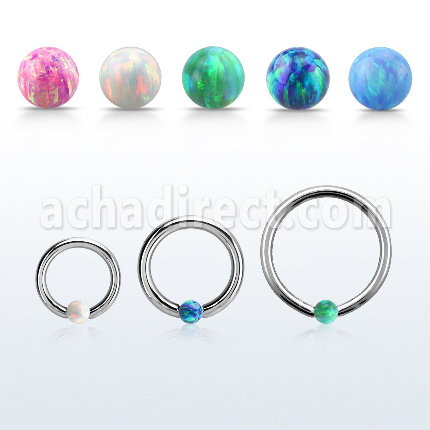 bcr16o3 316l steel ball closure ring 16g 3mm synthetic opal ball