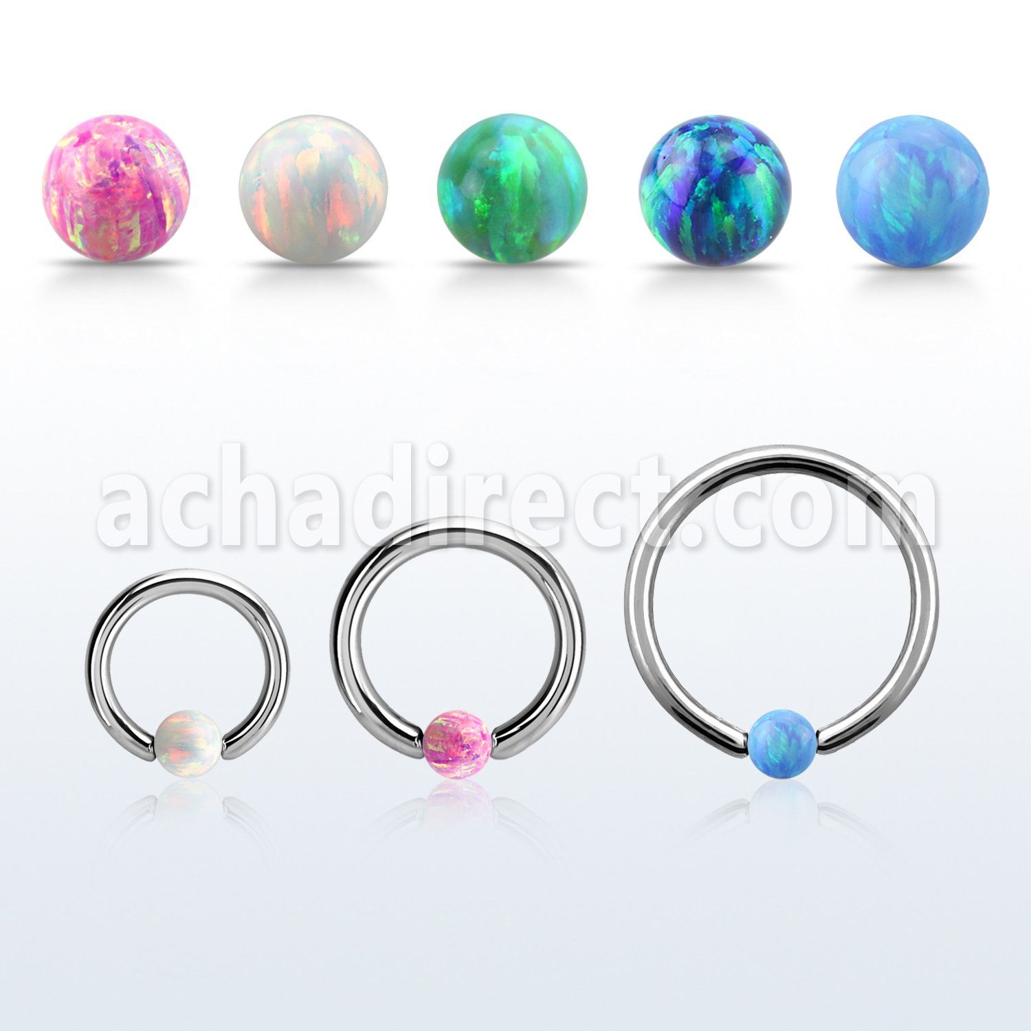 bcr16o4 316l steel ball closure ring 16g 4mm synthetic opal ball