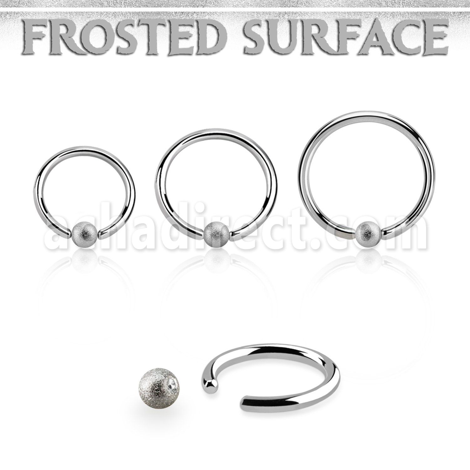 bcr18f3 316l steel ball closure ring 18g w 3mm frosted steel ball