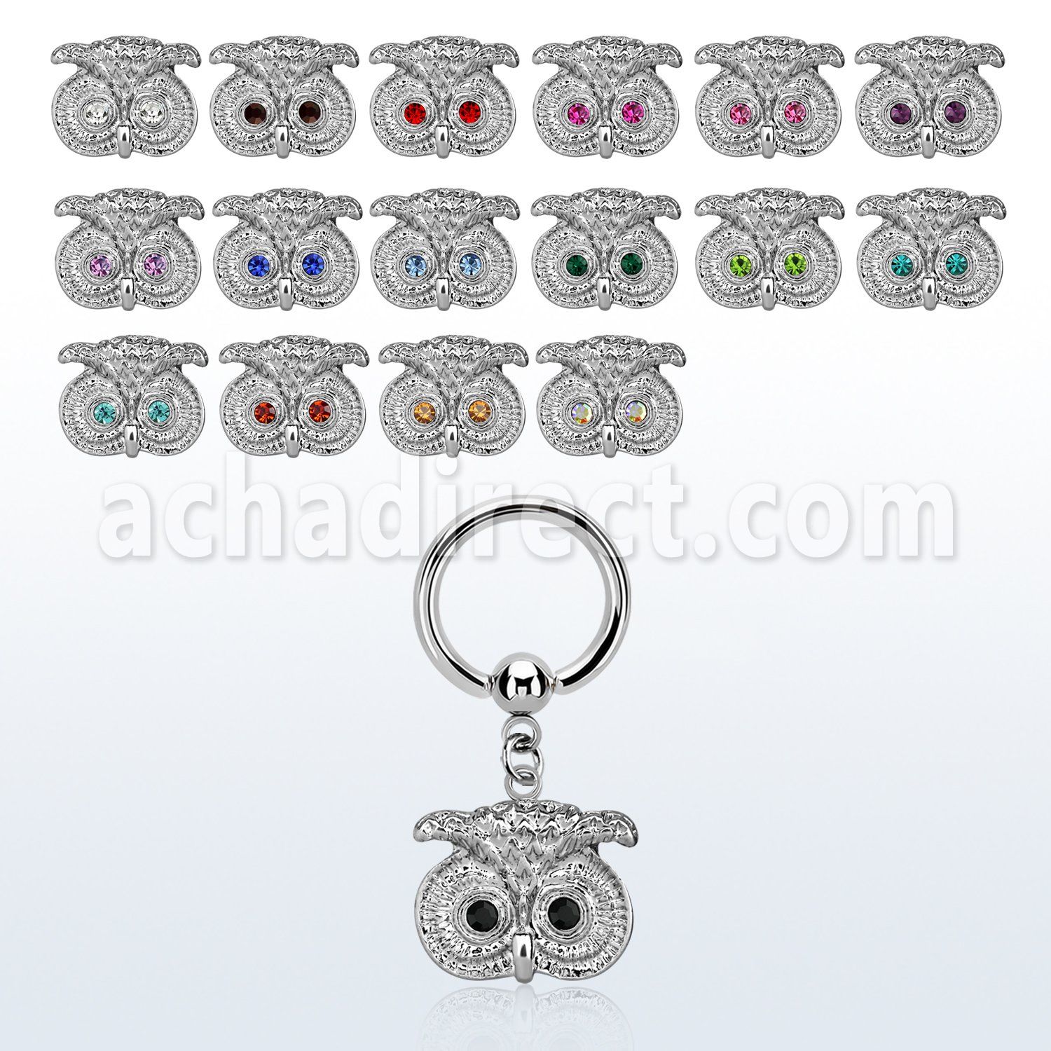 bcrg466 316l steel bcr 1.6mm w a crystal owl face