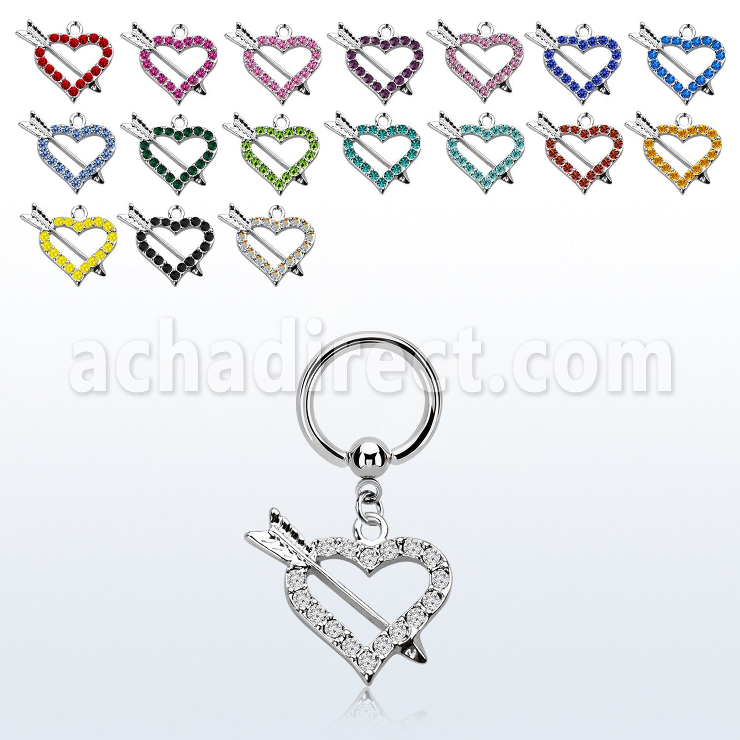 bcrg678 steel bcr 1.6mm w a crystal studded heart arrow