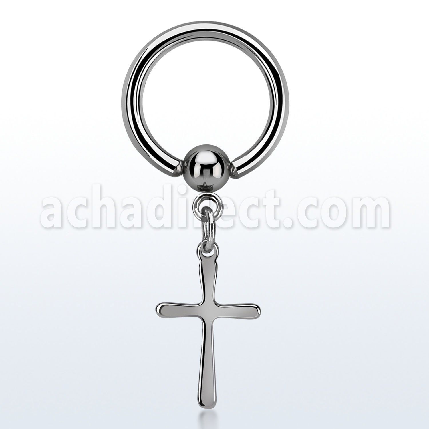 bcrgcrs 316l steel ball closure ring 14g w plain simple cross