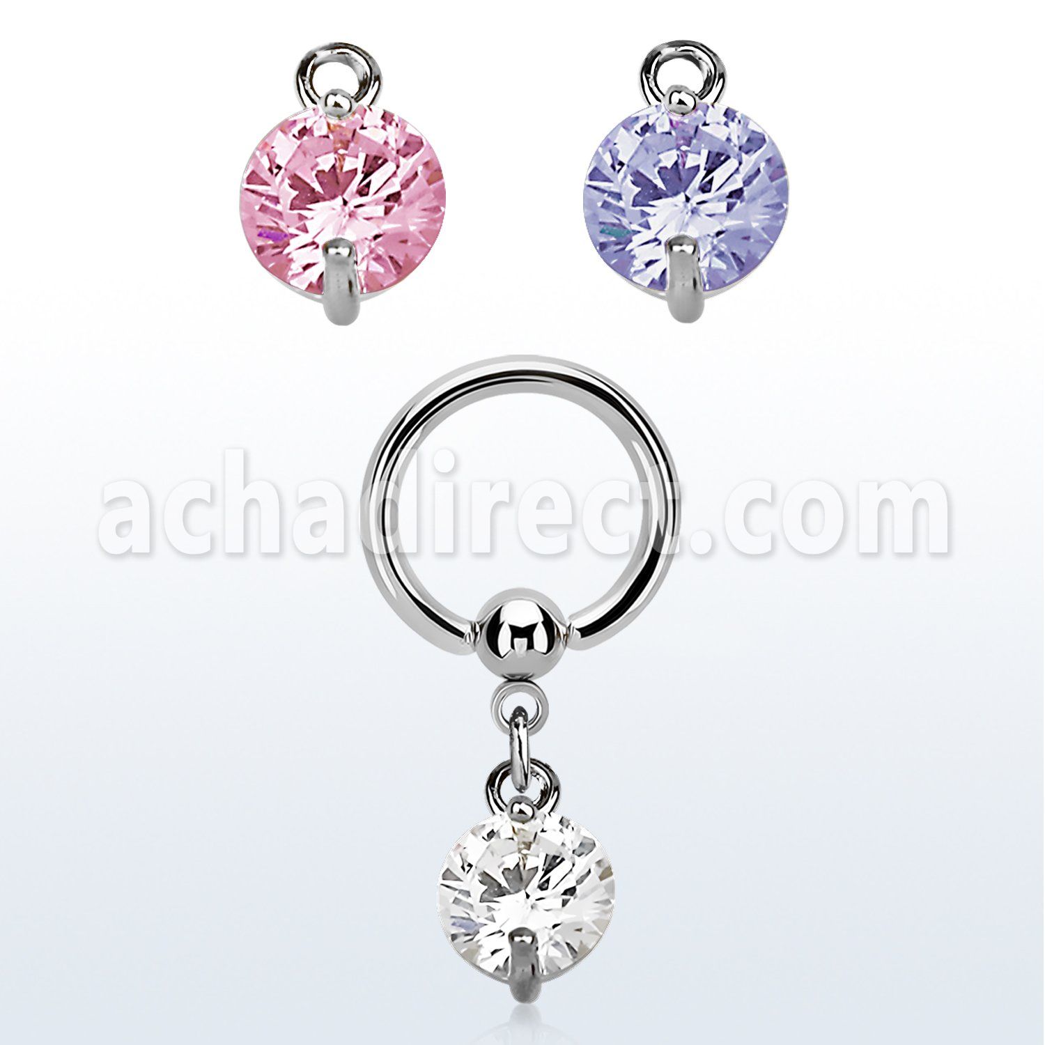 bcrgz383 316l steel bcr 1.6mm w a twin prong set 10mm cz stone