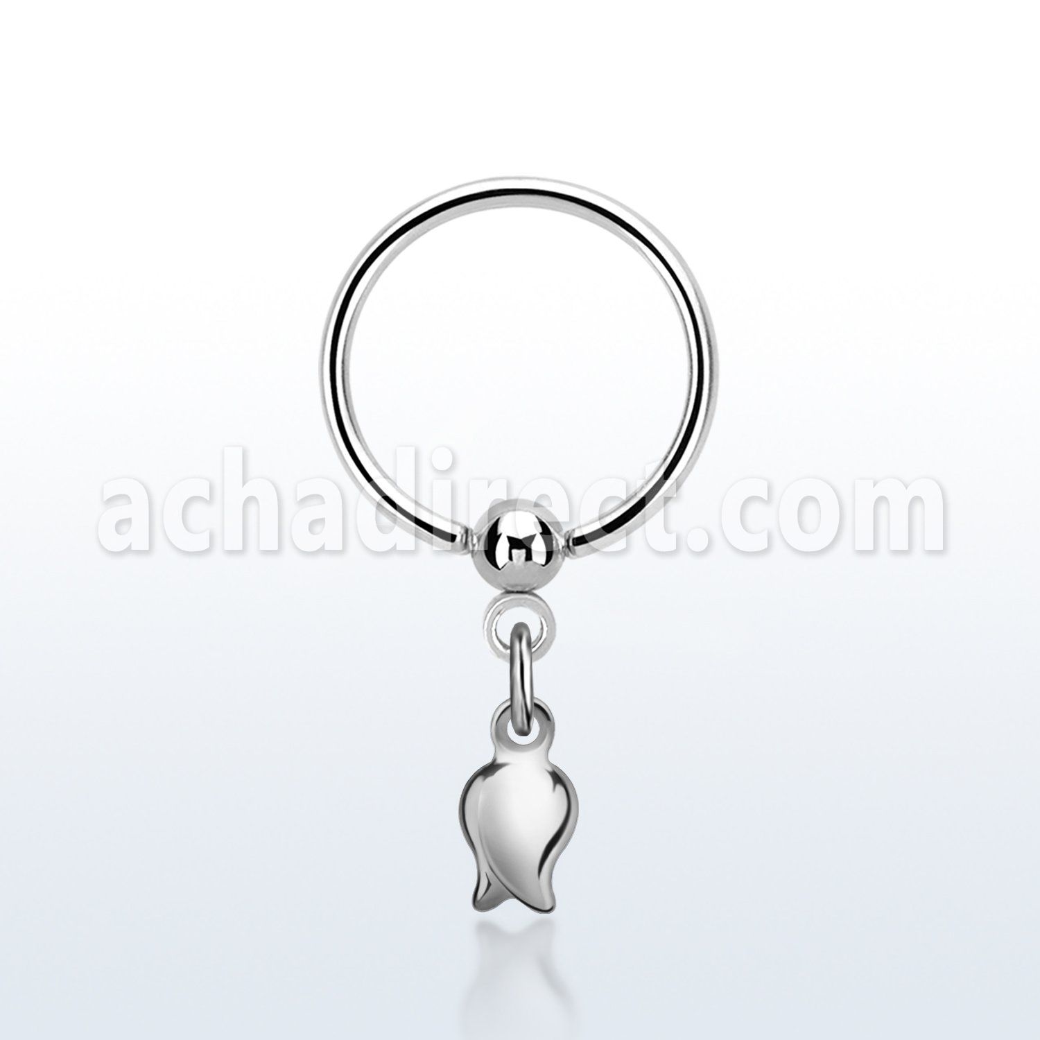 bcrs767 316l steel ball closure ring, 16g w a dangling tulip 