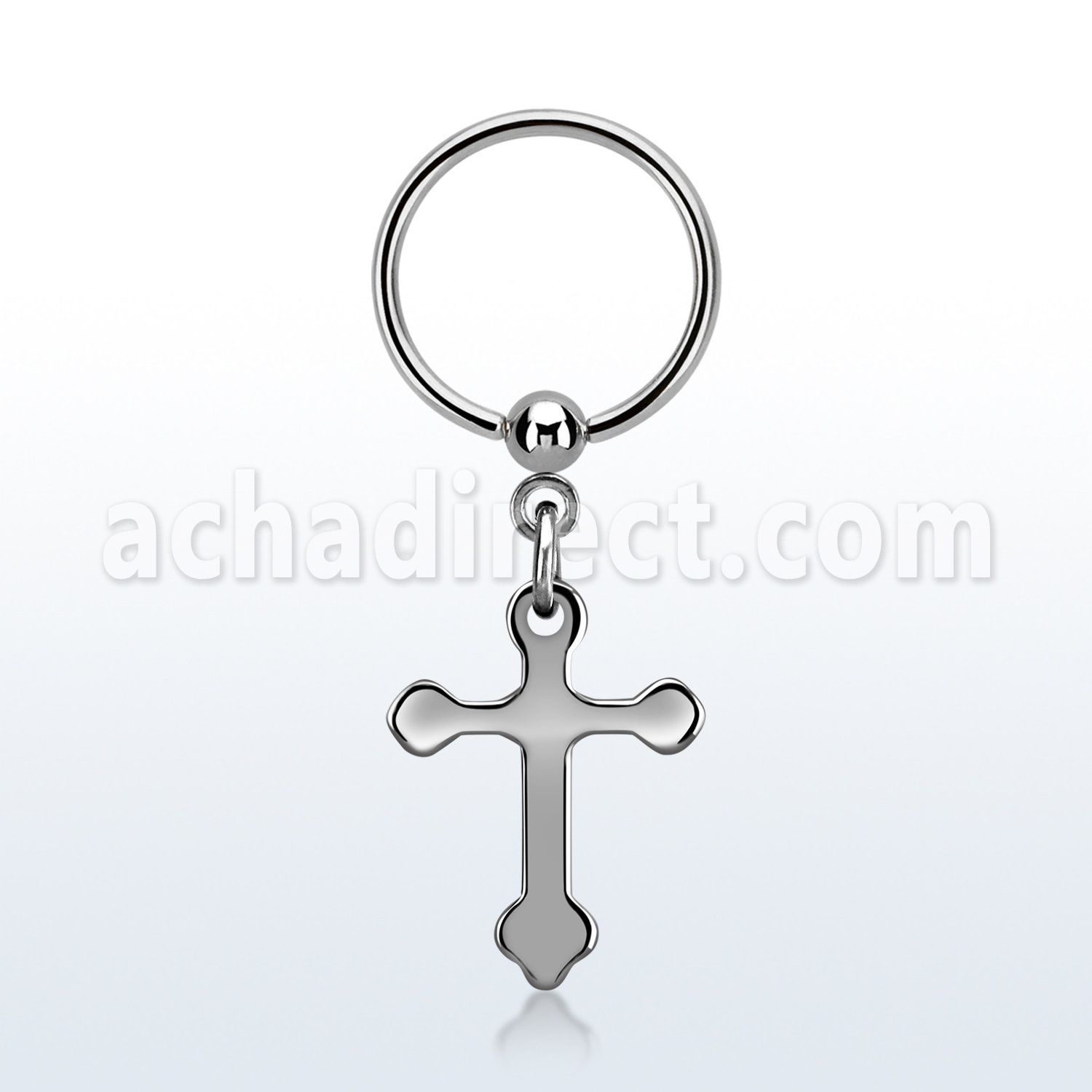 bcrscro steel ball closure ring w dangling steel cross