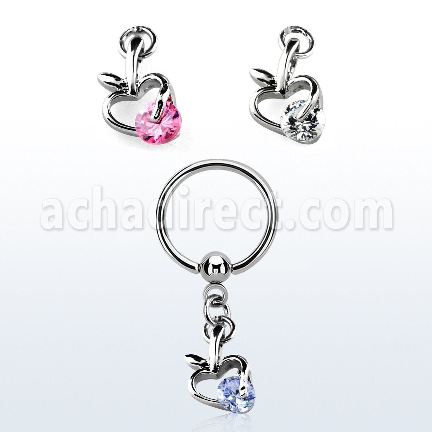 bcrsz374 316l steel bcr 1.2mm w a apple design with cz stone