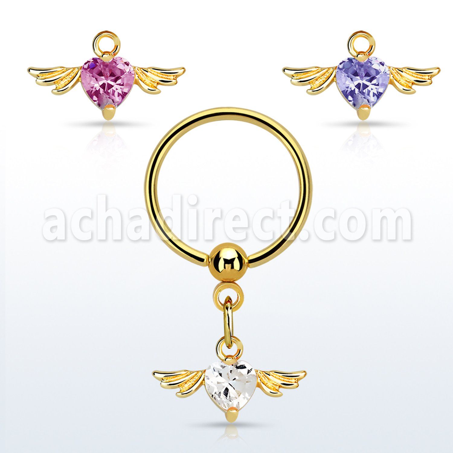 bcrtsz7 gold steel bcr 1.2mm w dolphin with round prongset czs