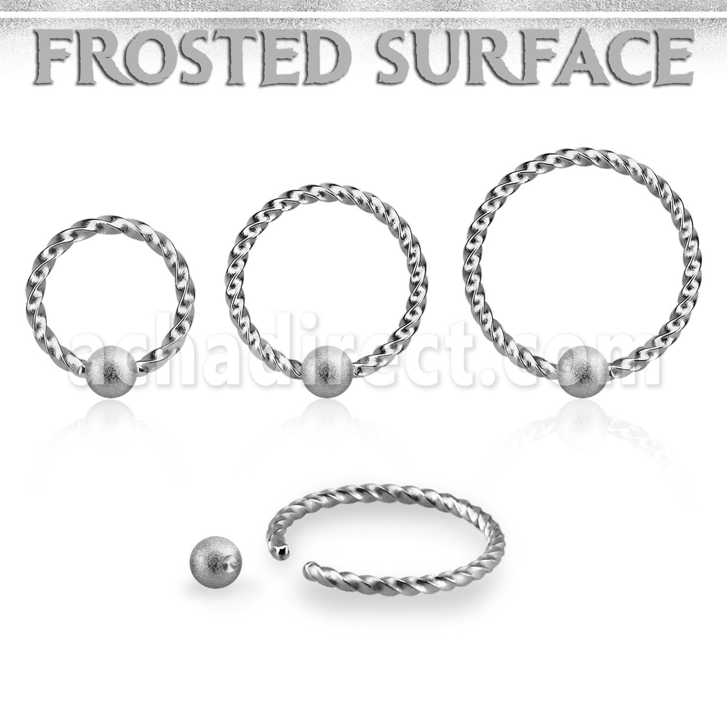 bcw18f3 ball closure ring 1mm twisted wire w 3mm frosted ball