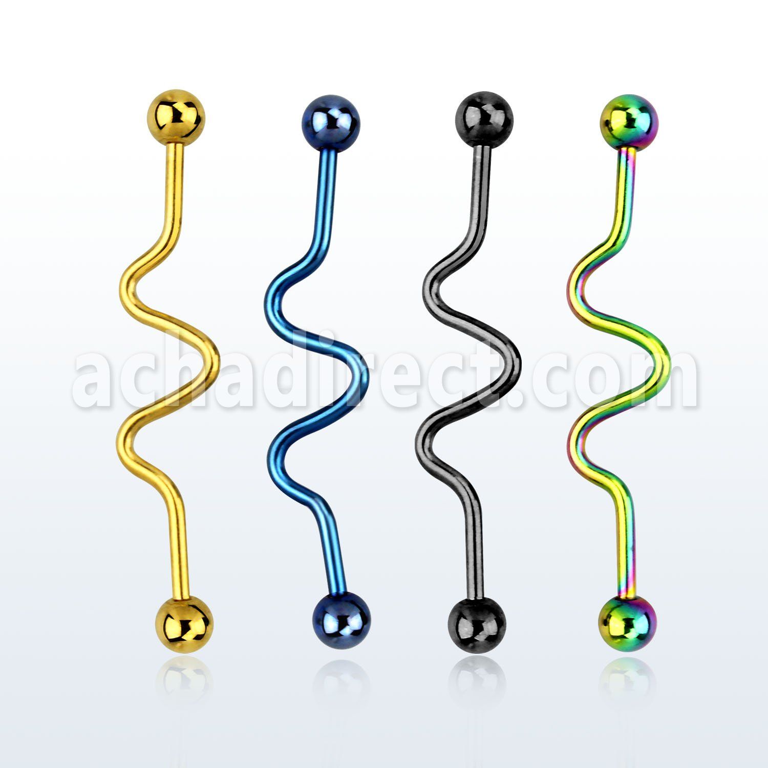 bdat14 anodized steel industrial zigzag barbell w 5mm ball